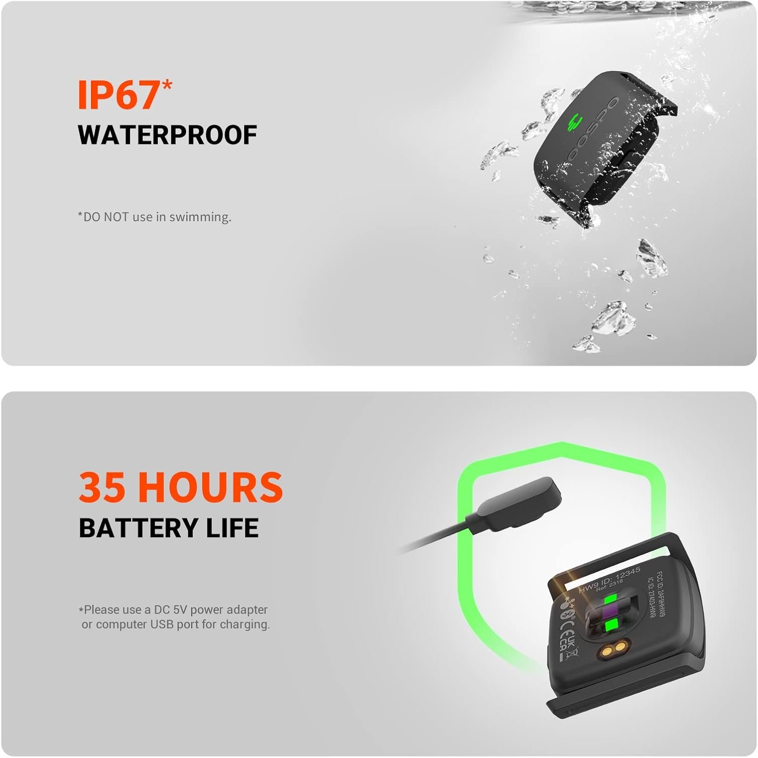 COOSPO HW9 Bluetooth 5.0 ANT+ Heart Rate Monitor Armband with HR Zones/Calories Burned, Optical HRM Sensor for Fitness Training/Cycling/Running,Compatible with Peloton,DDP Yoga,Wahoo - Image 7