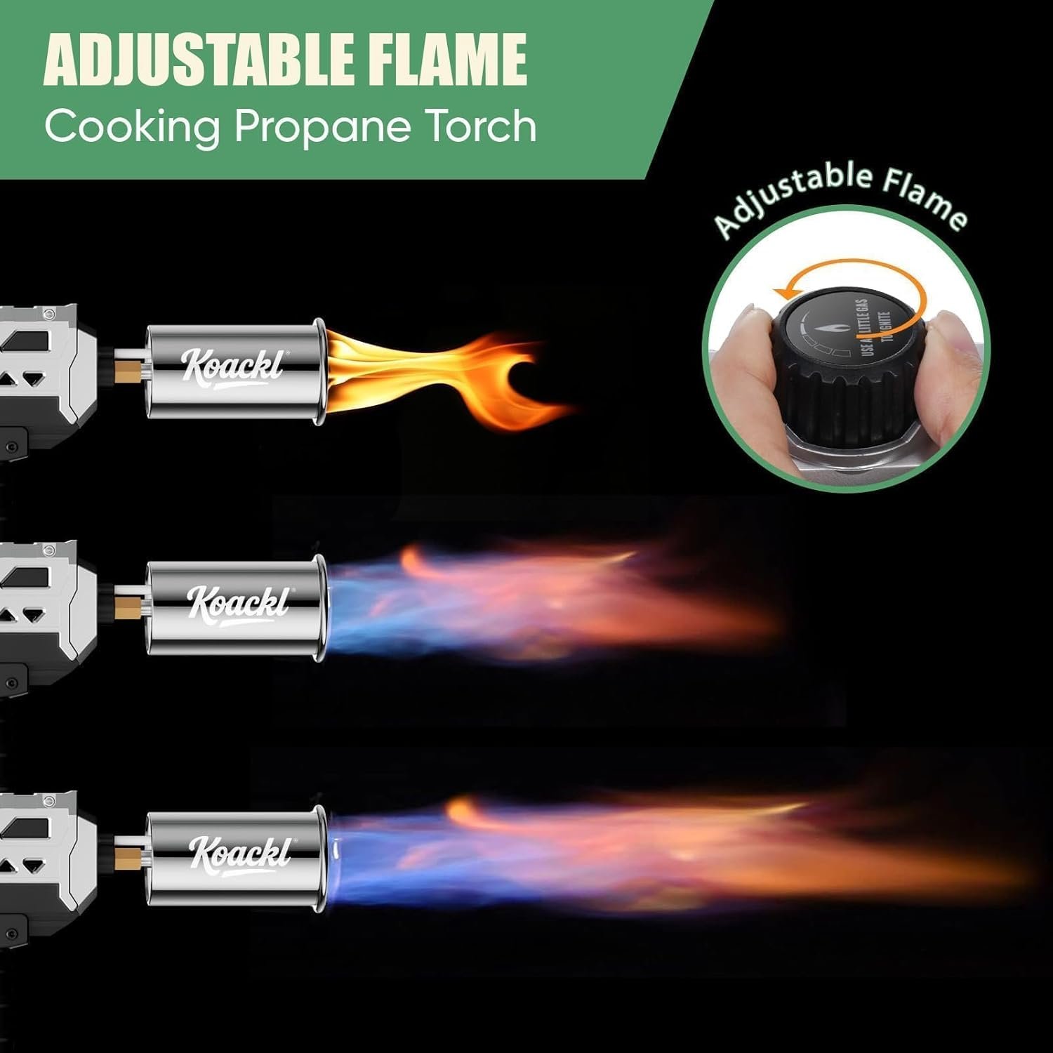 KOACKL Powerful Propane Torch Gun, Kitchen Torch with Adjustable Flame, Flamethrower Blow Torch Gun, Gas Welding Kits for BBQ, Searing Steak, Camping & Charcoal Torch Lighter(Tank Not Included) - Image 3