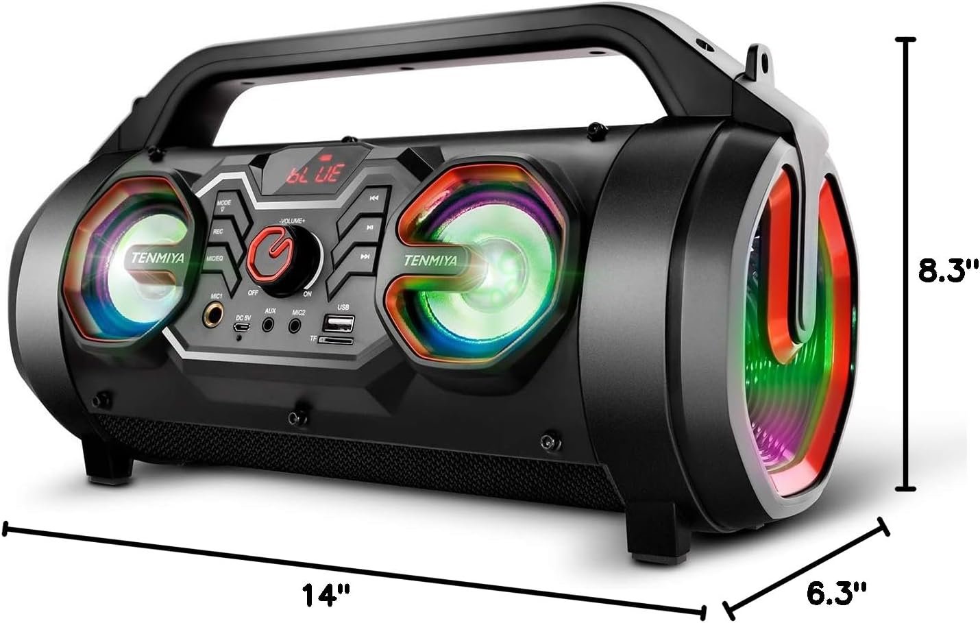 Portable Bluetooth Speaker with Subwoofer, Wireless Speakers with Booming Bass, FM Radio, RGB Lights, EQ, Stereo Sound, 10H Playtime, 30W Loud Speaker for Home, Outdoor, Party, Travel, Camping, Gifts - Image 9