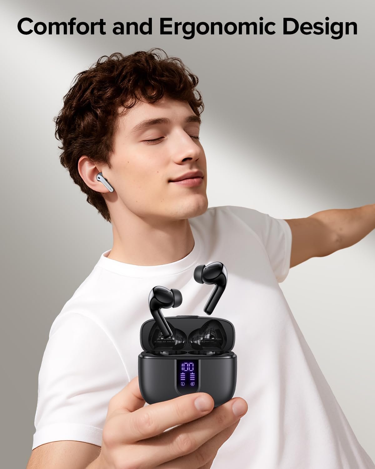 TAGRY Bluetooth Headphones True Wireless Earbuds 60H Playback LED Power Display Earphones with Wireless Charging Case IPX5 Waterproof in-Ear Ear buds with Mic for TV Smart Phone Laptop Computer Sports - Image 2