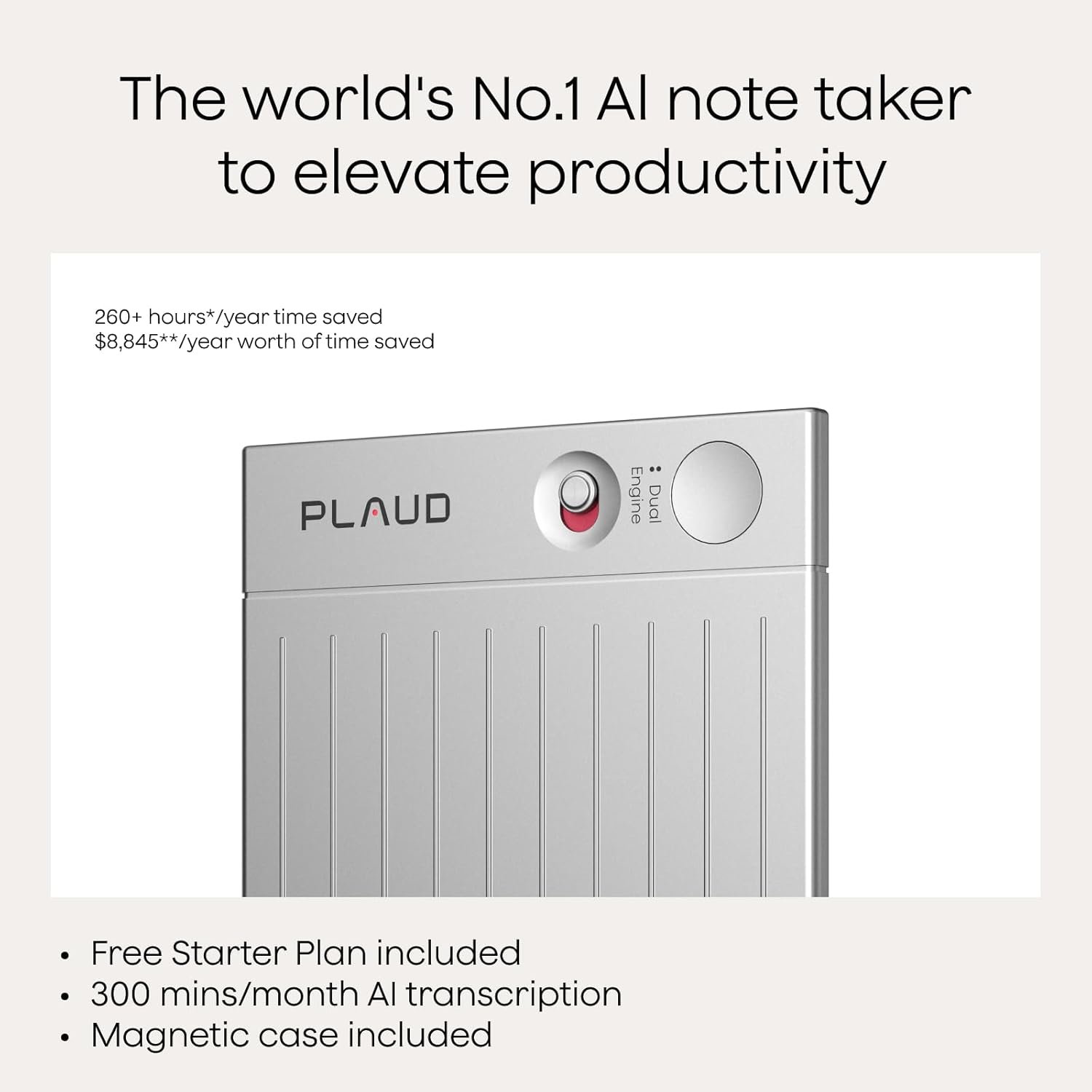 Plaud Note AI Voice Recorder, Voice Recorder w/Case, App Control, AI Transcribe & Summarize, Support 112 Languages, 64GB, Audio Recorder for Lectures, Meetings, Calls, Silver, Non-Pro Version - Image 10