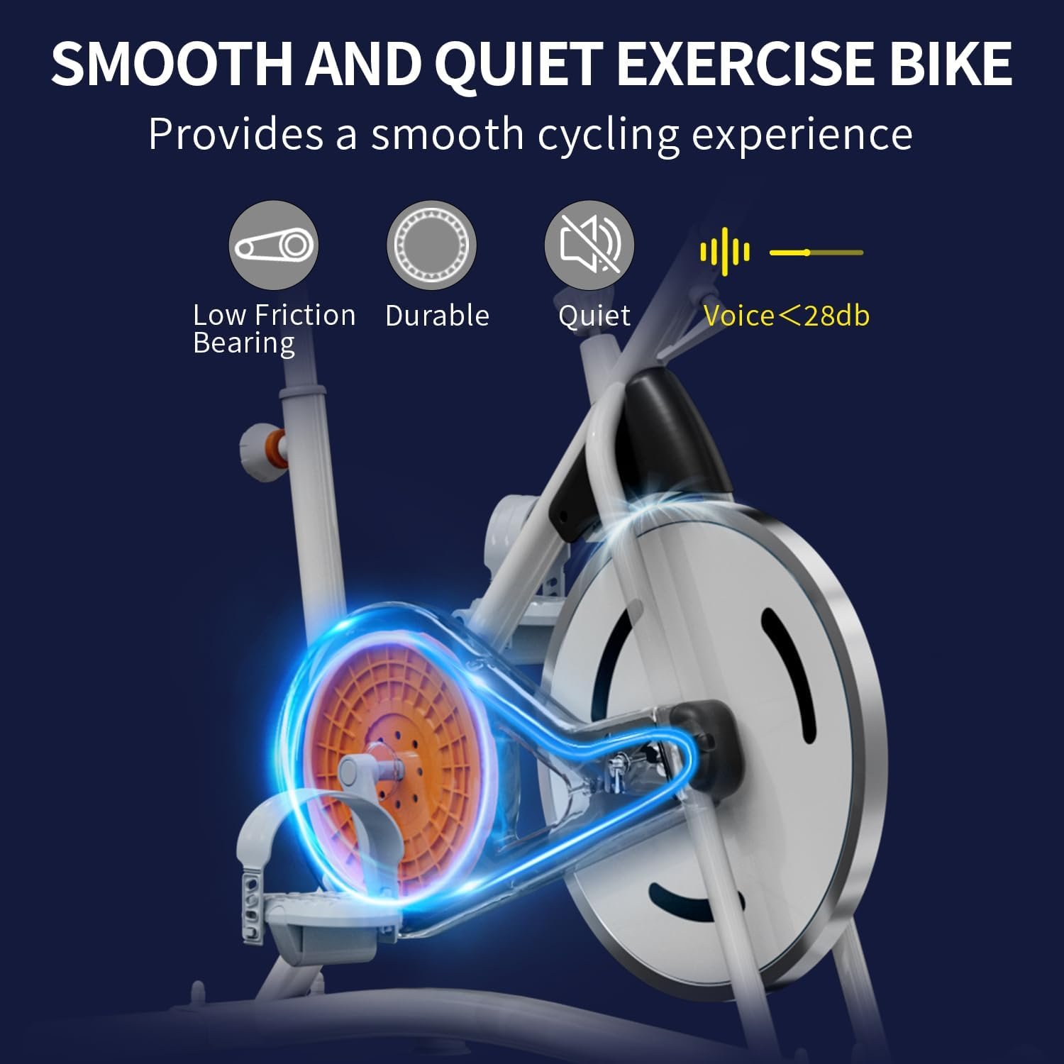 HOELLL Exercise Bike with Exclusive Heart Rate Sensor and APP Sync, Stationary Bikes for Home with Continuously Variable Resistance, Compact Indoor Cycling Bike with Tablet Mount - Image 7