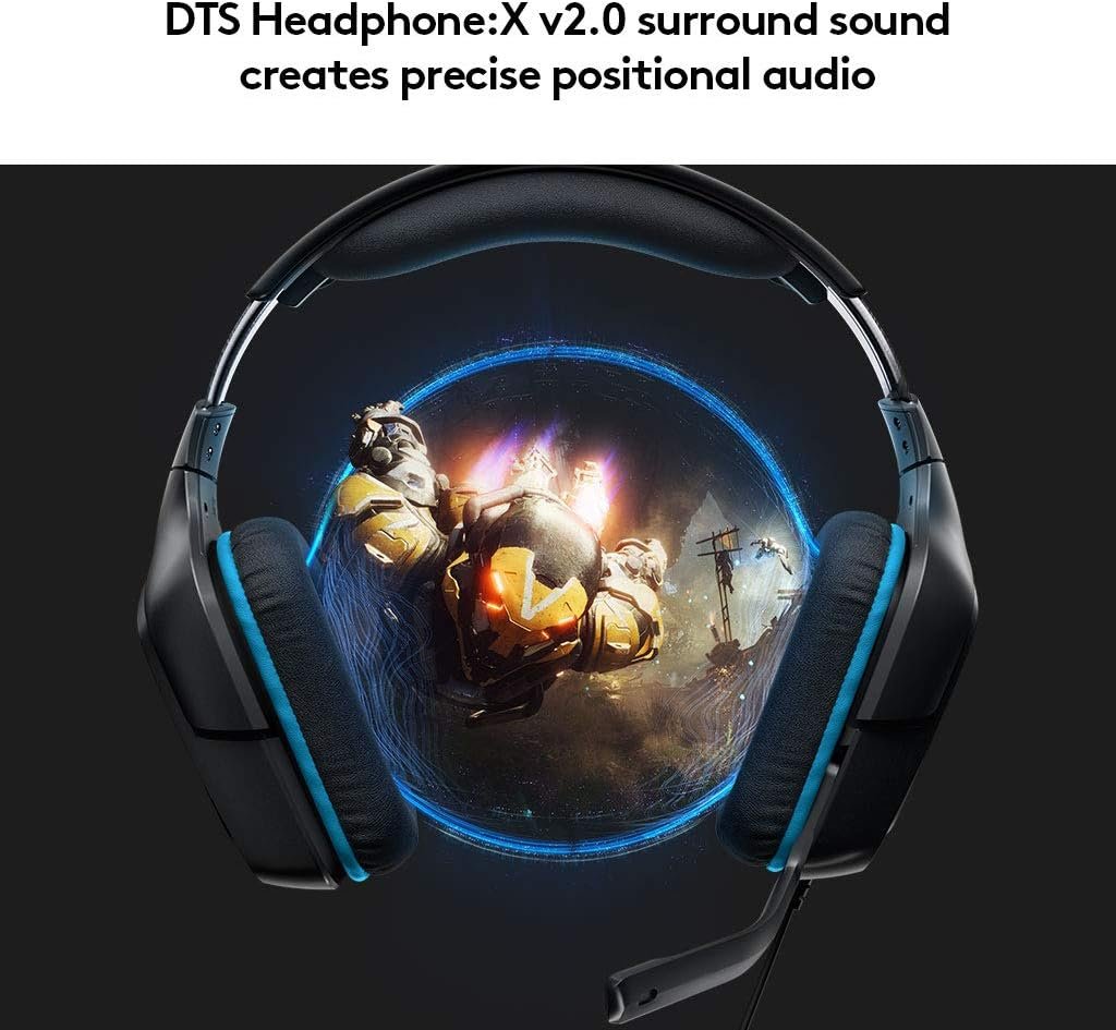 Logitech G432 Wired Gaming Headset, 7.1 Surround Sound, DTS Headphone:X 2.0, Flip-to-Mute Mic, PC (Leatherette) Black/Blue - Image 3