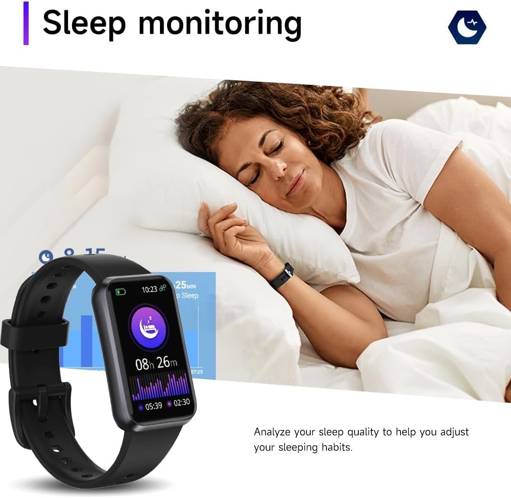 Fitness Trackers,Blood Oxygen Heart Rate Sleep Monitor,1.47‘’ OLED Display,Smart Band 24/7 Health Monitoring,Calorie Pedometer Steps Counter Activity watchs/Notifications(Black) - Image 4