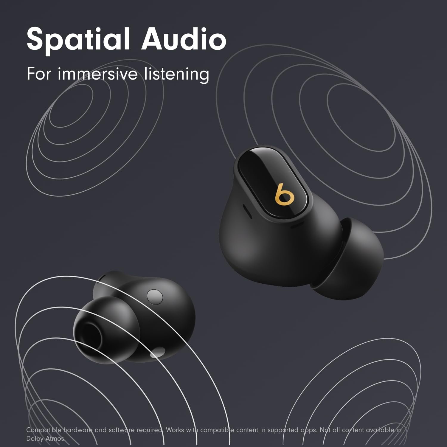 Beats Studio Buds + | True Wireless Noise Cancelling Earbuds, Enhanced Apple & Android Compatibility, Built-in Microphone, Sweat Resistant Bluetooth Headphones, Spatial Audio - Black/Gold - Image 4