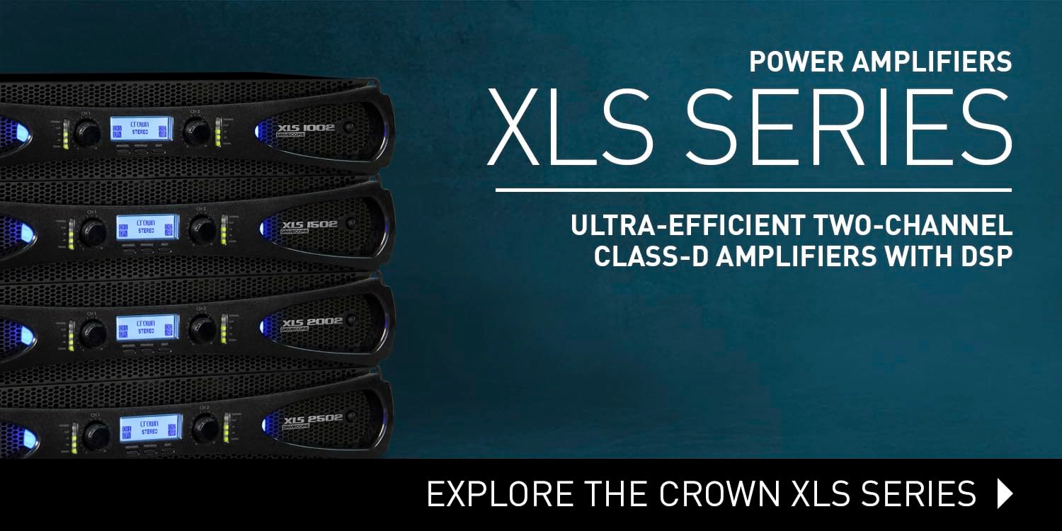 Crown XLS1002 2-Channel Class D DriveCore Professional Power Amplifier with DSP, Band Pass Filters & Peakx Limiters. XLR/RCA Inputs, 350W at 4 Ohm, PureBand Crossover System. Black - Image 6