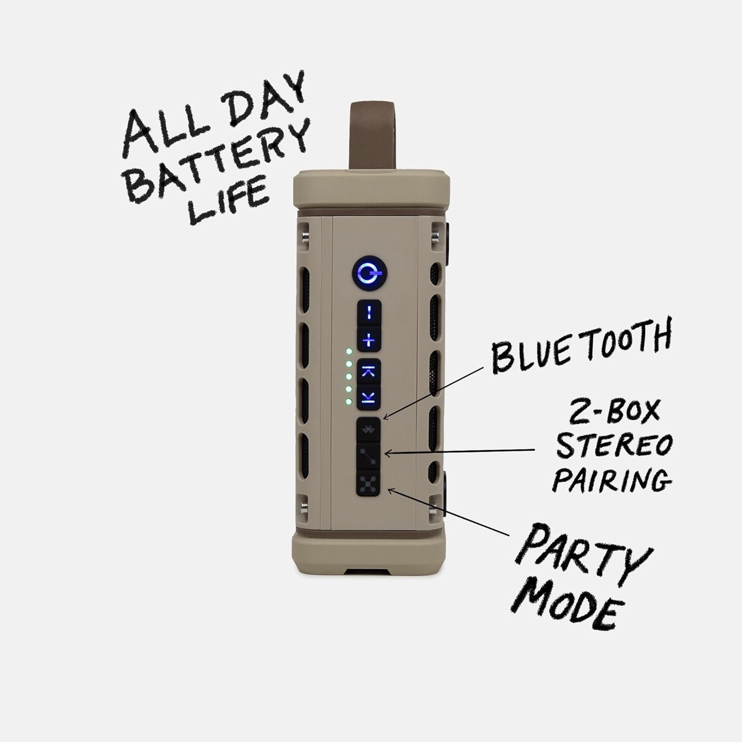 Turtlebox Ranger: Loud! Outdoor Portable Bluetooth 5.4 Speaker | Rugged, Waterproof, Ultra-Portable | Plays to 105db, Deep Bass, Shockproof, Unlimited Pairing for Full Stereo Experience, Tan - Image 3