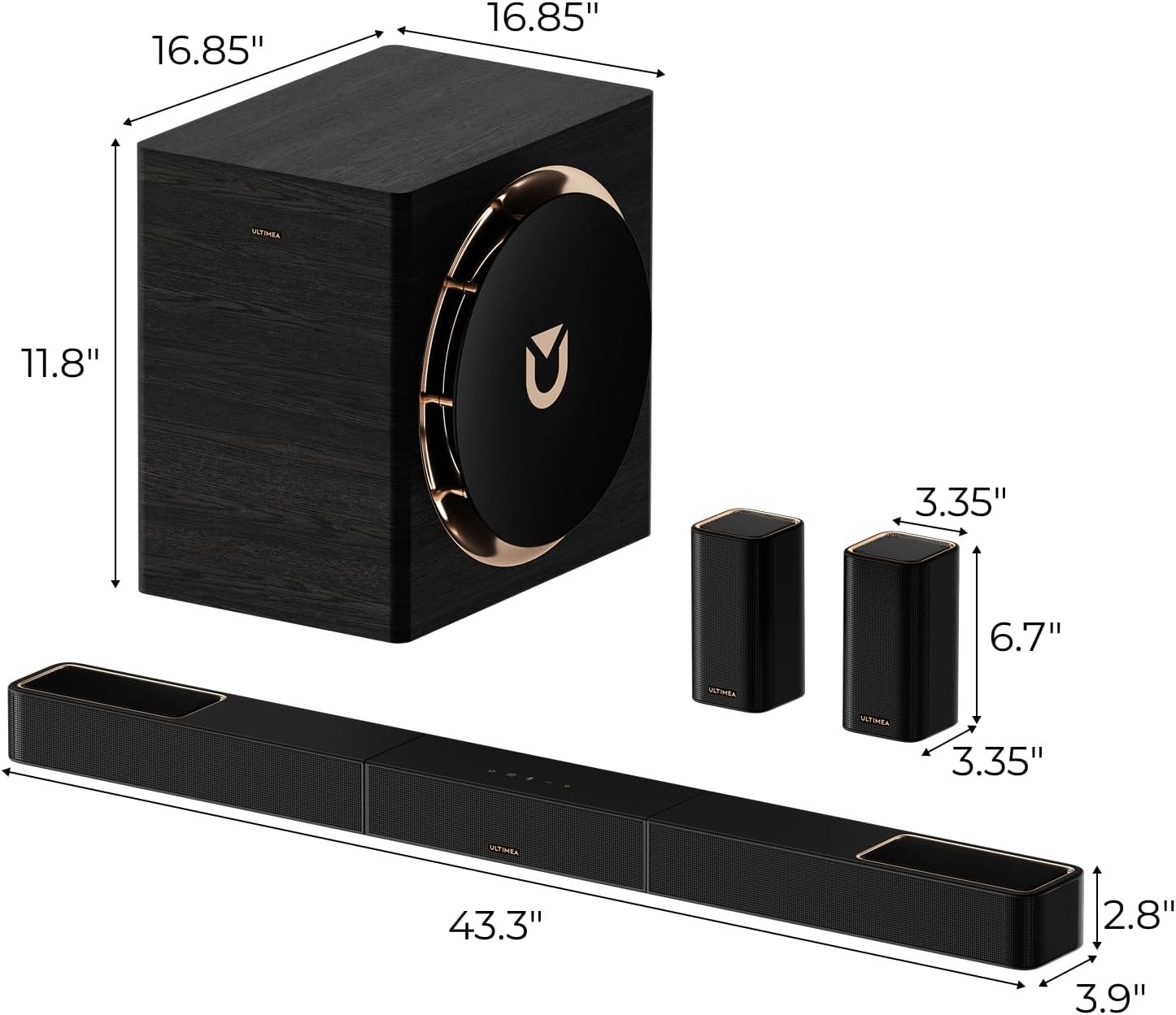 ULTIMEA Skywave X70 7.1.4ch Professional Wireless Surround Sound System for TV w/Dolby Atmos, 980W Sound Bar with 10" Wireless Subwoofer, 20Hz Low Frequency, GaN Amplifier, 4K HDR Pass-Through - Image 9