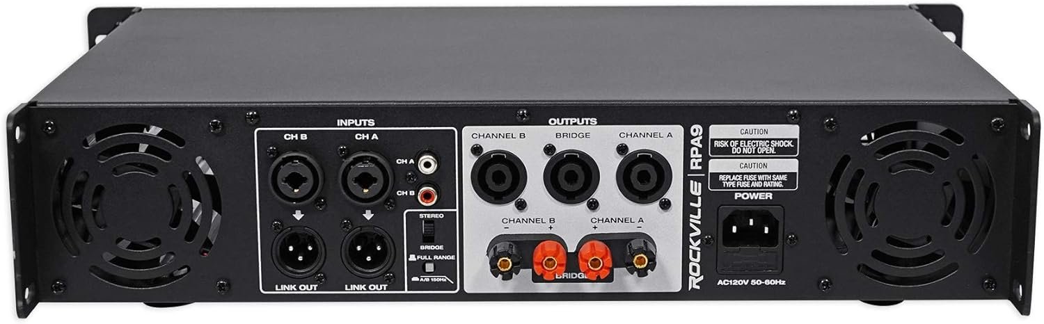 Rockville RPA9 3000W Peak/800W RMS 2 Channel Power Amplifier, High Output, Durable Build, Versatile Inputs, for DJs and Pro Audio - Image 3