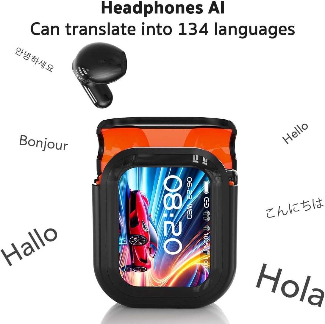 NE20 AI Translation Earbuds Real Time: 3-in-1 Translation Headphones with Touch Screen, 135 Languages, Translator Earbuds with 60H Playtime, Support Playing Music Phone Calls for Travel - Image 2