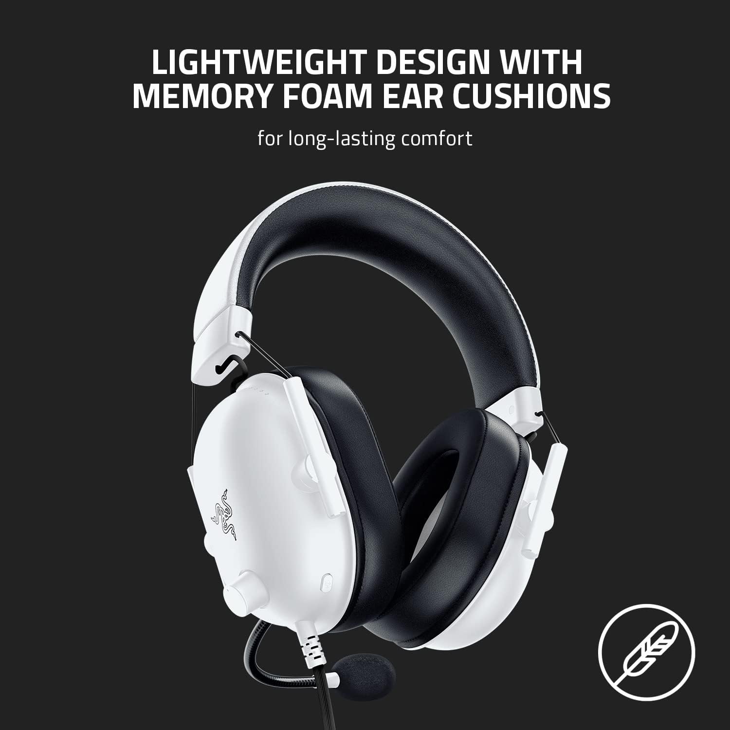 Razer BlackShark V2 X Gaming Headset: 7.1 Surround Sound - 50mm Drivers - Memory Foam Cushion - for PC, Mac, PS4, PS5, Switch - 3.5mm Audio Jack - White - Image 6