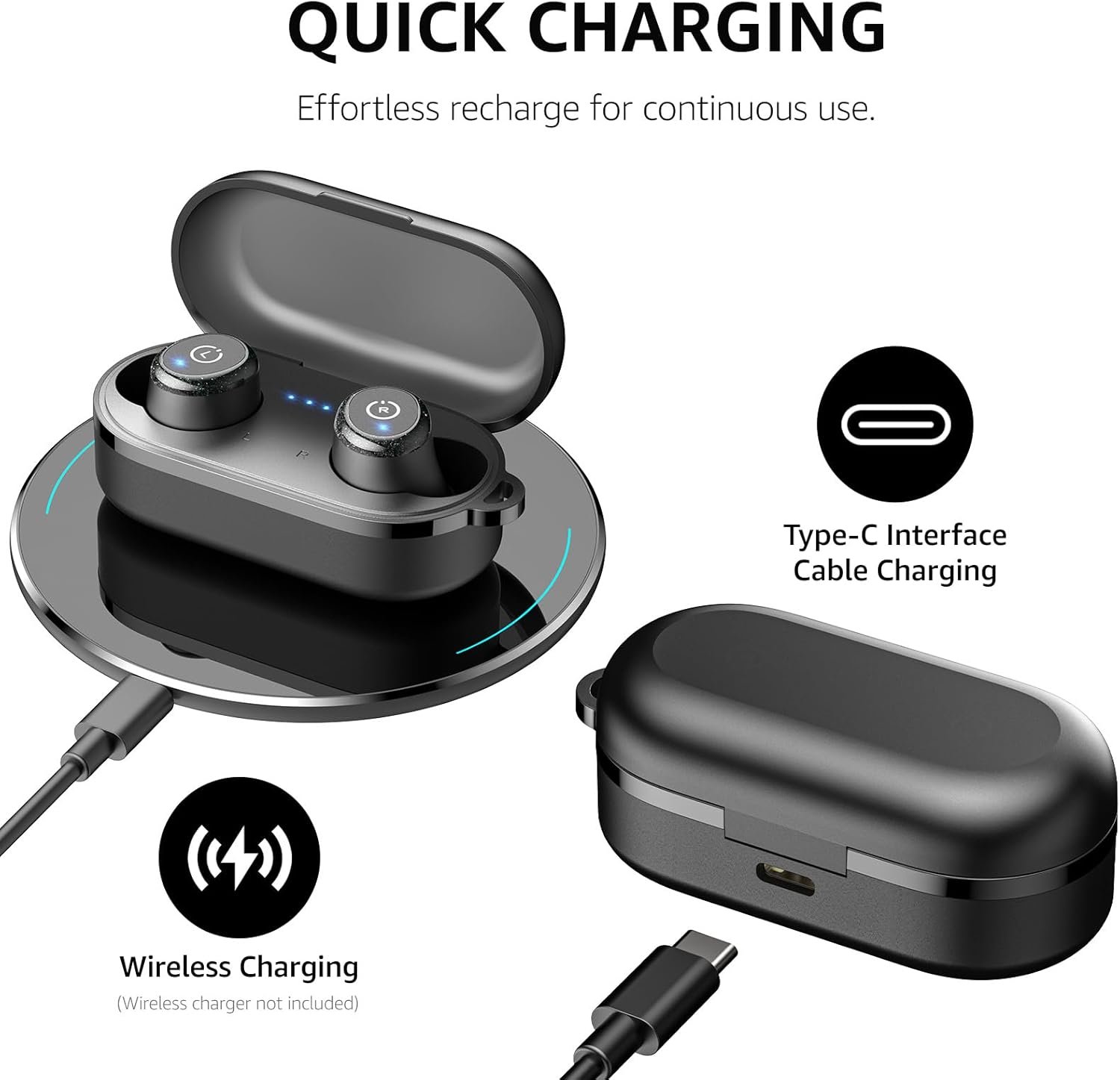 TOZO T10 Wireless Earbuds Bluetooth 5.3 Headphones, App Customize EQ, Ergonomic Design, 55H Playtime, Wireless Charging Case, IPX8 Waterproof Sound in-Ear Headset, New Version - Image 7