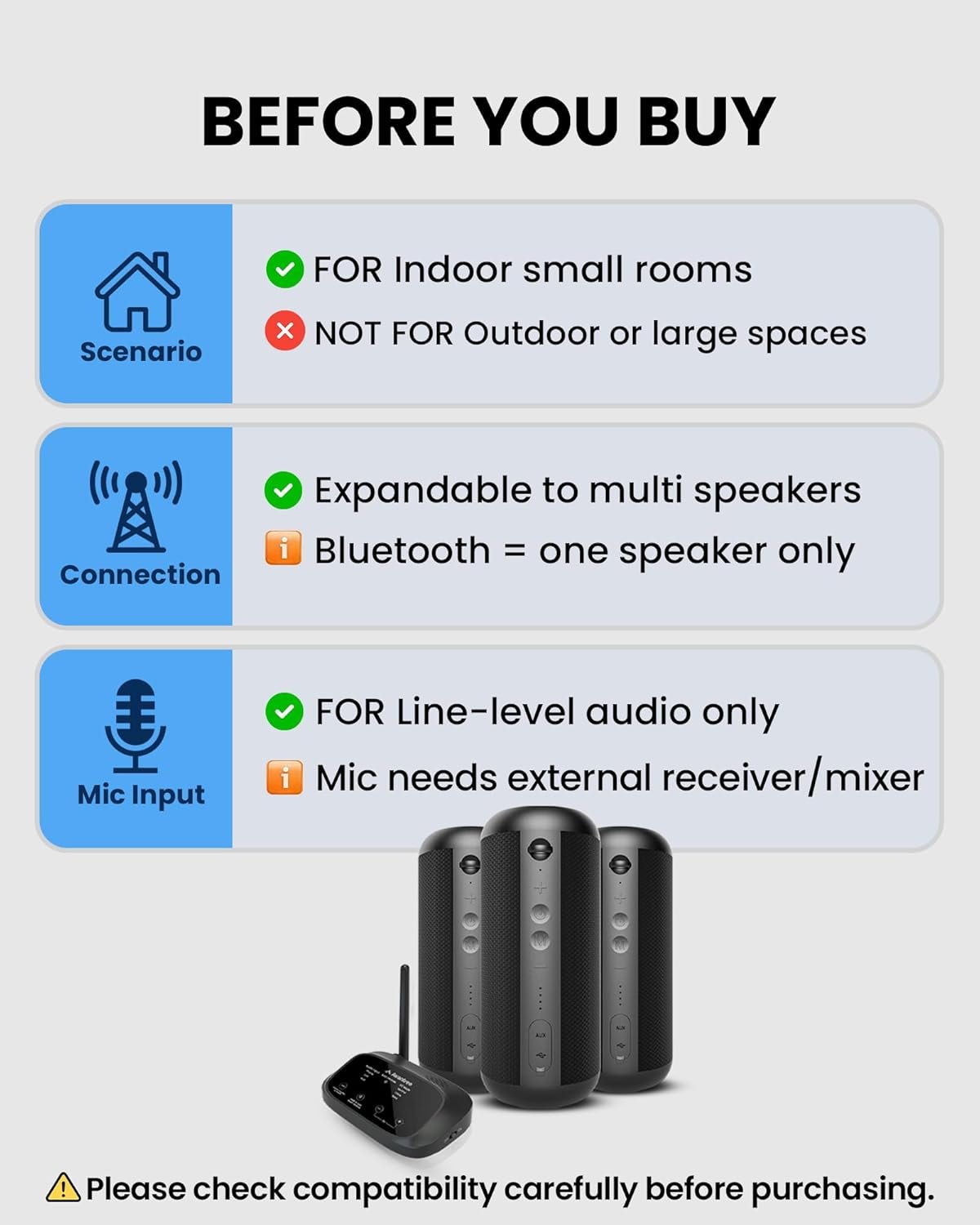 Avantree Harmony 2 – Multi-Room Wireless Speaker System with Bluetooth & Wired Inputs, Easy Setup, Expandable, 30ms Low-Latency Sync for Whole-Home, Meeting Rooms & Small Indoor Events - Image 3