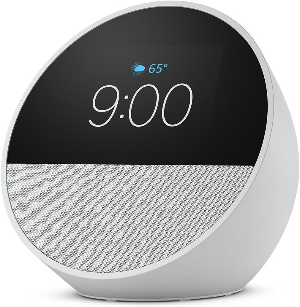Like-New Amazon Echo Spot (newest model), Great for nightstands, offices and kitchens, Smart alarm clock, Designed for Alexa+, Glacier White - Image 2