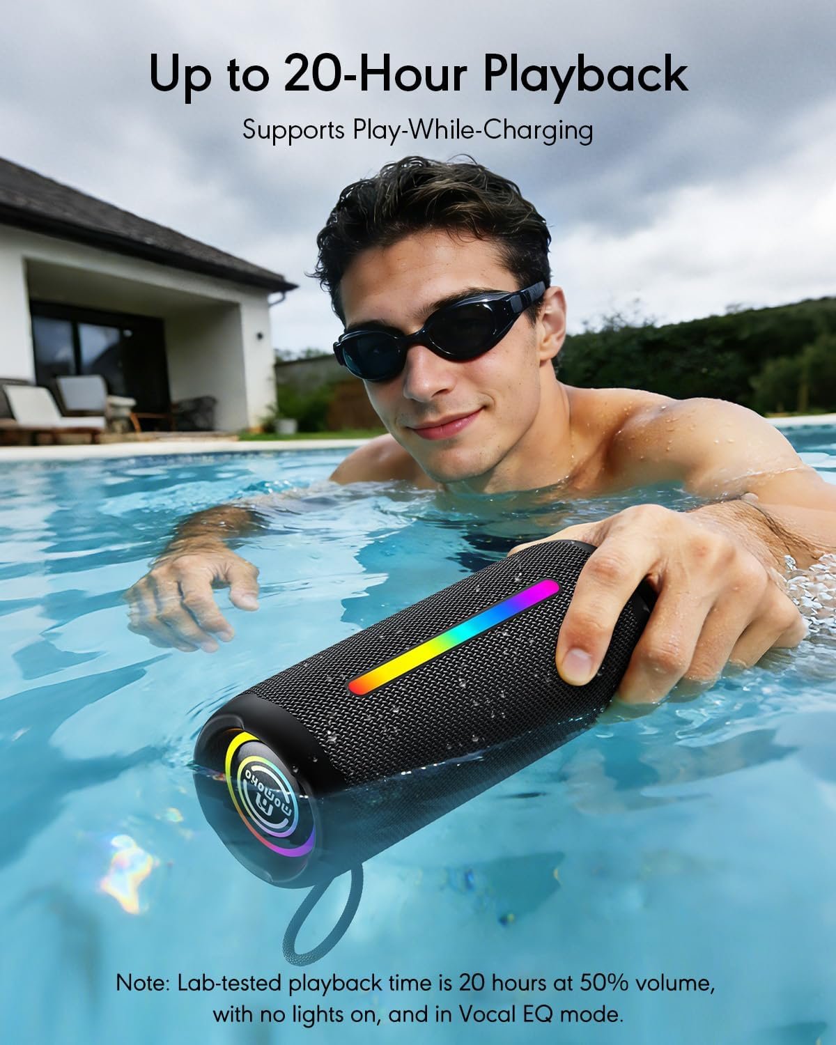 Portable Bluetooth Speaker, IPX7 Waterproof Wireless Speaker, 30W Loud Stereo Sound with Deep Bass, RGB Lights, Bluetooth 5.4, EQ Mode for Home/Party/Outdoor, Birthday Gifts for Men Women(Black) - Image 5