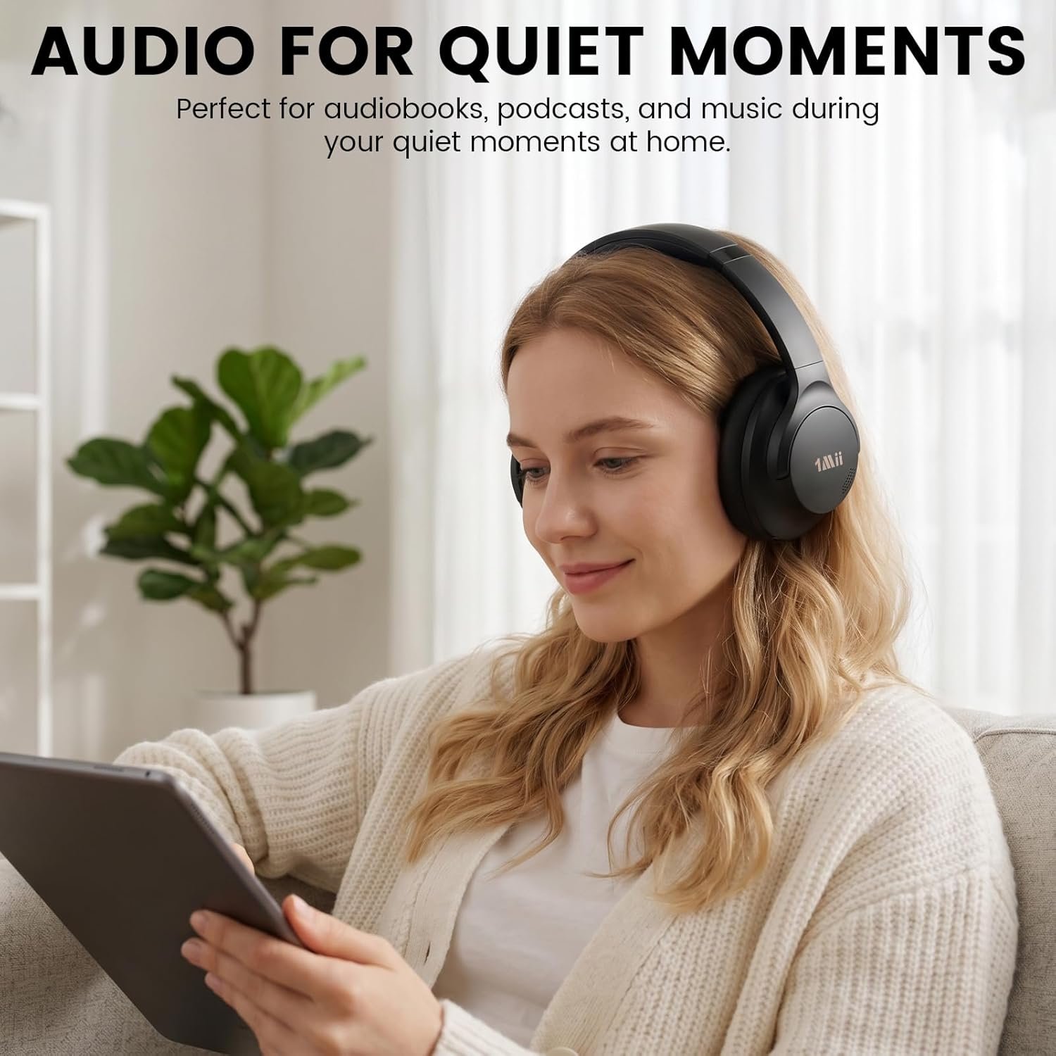 1Mii Y8+ Hybrid Active Noise Cancelling Headphones, 100H Playtime, Bluetooth 6.0 Over Ear LDAC Wireless Hi-Res Audio & Deep Bass, Comfortable for Travel Airplane Home Office, Custom EQ via APP, Black - Image 6