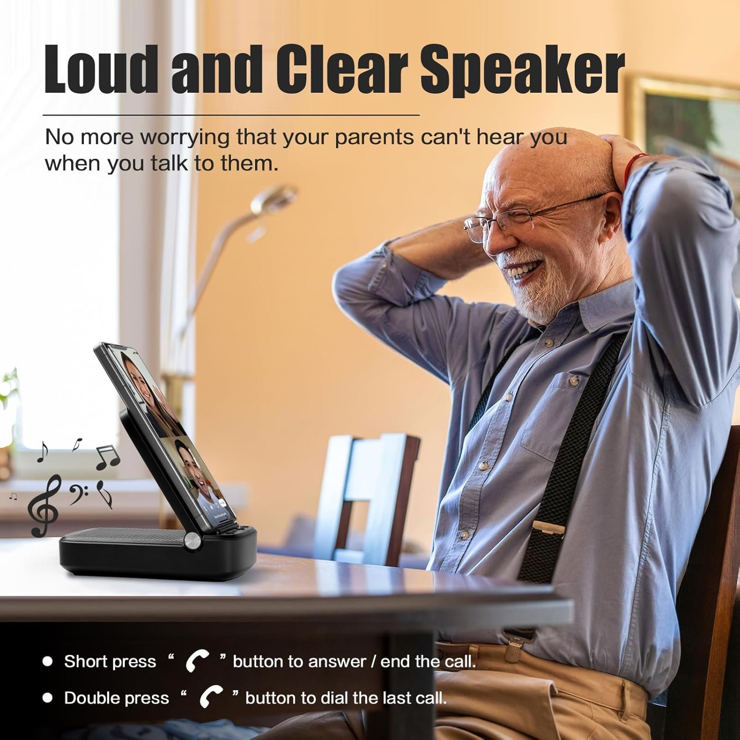 Gifts for Men Woman, Cell Phone Stand with Wireless Bluetooth Speaker,Anti-Slip Base HD Surround Sound Perfect for Home and Outdoors with iPhone/Samsung/iPad - Image 2