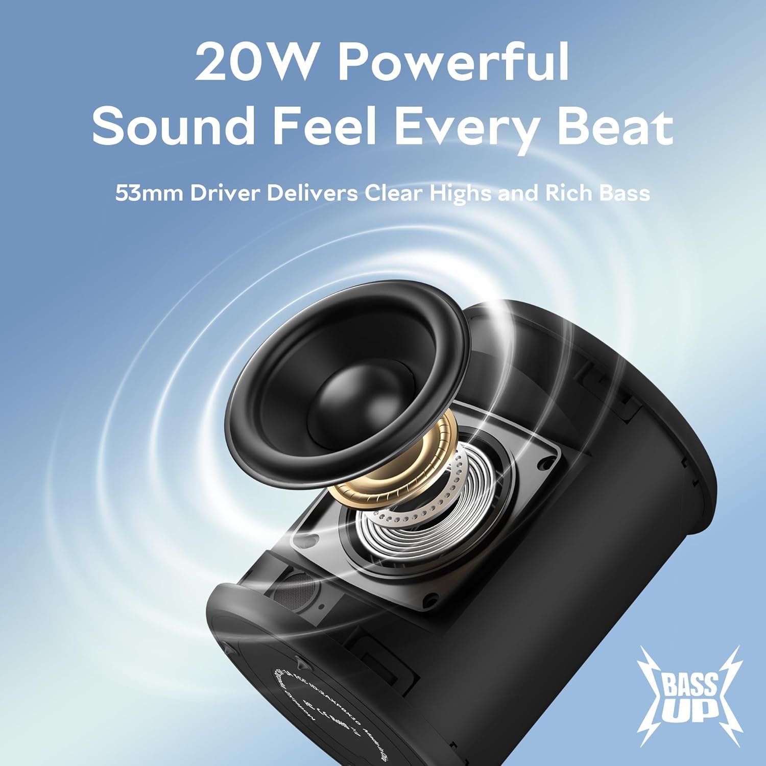 Portable Bluetooth Speaker, IPX7 Waterproof Wireless Speaker with 20W Loud Stereo Sound, 15H Playtime & Beat-Synced RGB Light, Small Outdoor Speaker for Shower, Pool, Beach, Hiking and Gifts - Image 2