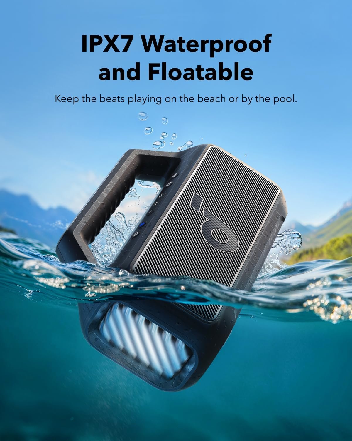 Soundcore Boom 2 By Anker, Outdoor Speaker, 80W, Subwoofer, BassUp 2.0, 24H Playtime, IPX7 Waterproof, Floatable, RGB Lights, USB-C, Custom EQ, Bluetooth 5.3, Portable for Camping and Beach - Black - Image 5