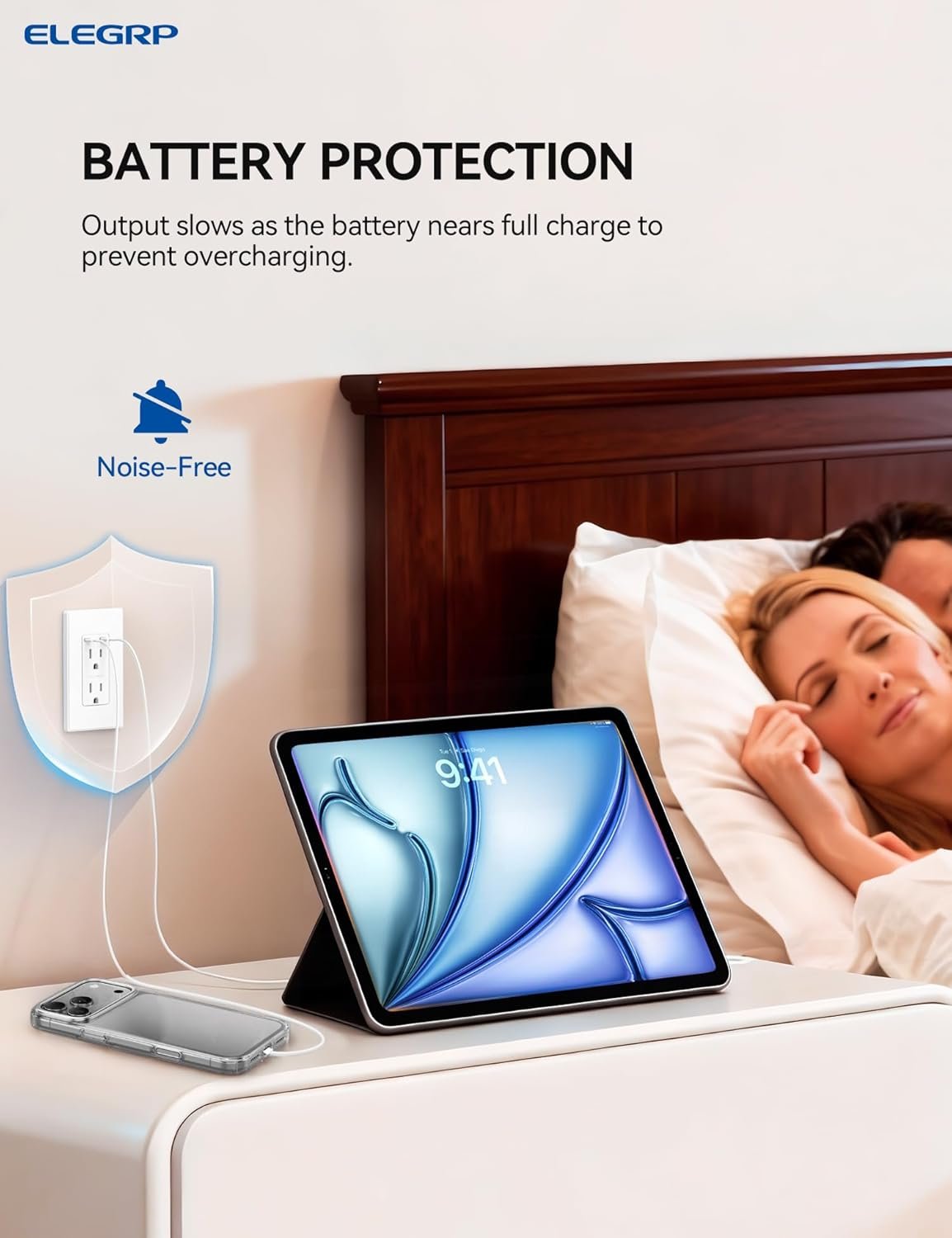 ELEGRP 45W Ultra-Speed USB C Outlet, 15 Amp Dual Type-C TR Wall Outlet Receptacle, Charging Power Outlet for iPhone 17 Series & More, UL Listed, 1 Pack, Matte White - Image 6