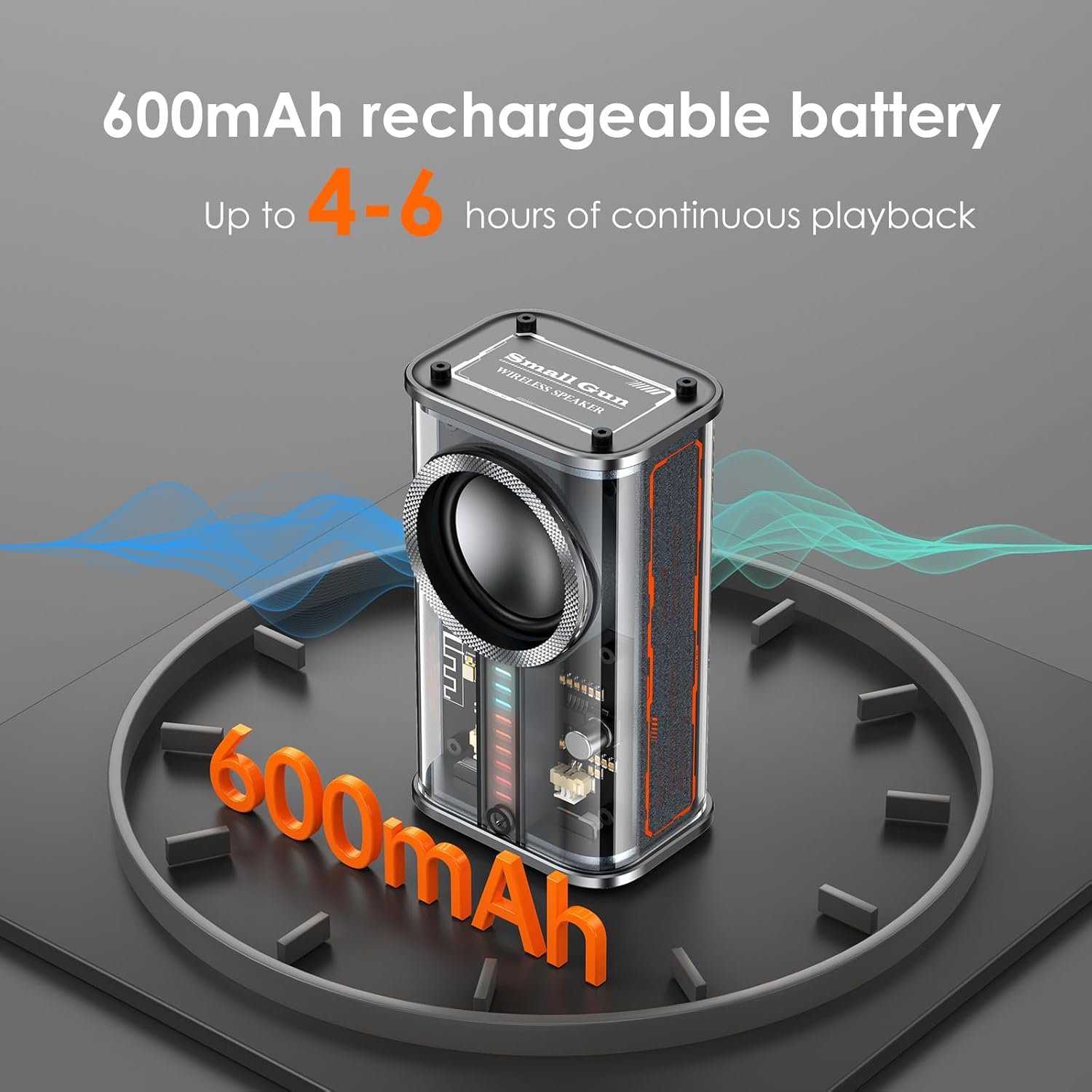 Portable Bluetooth Speaker with Lights, Transparent Wireless Mini Bluetooth Speaker with TWS, Perfect Small Speaker HD Sound and Bass for Office, Home, Shower, Room, Bike, Car (Black) - Image 7