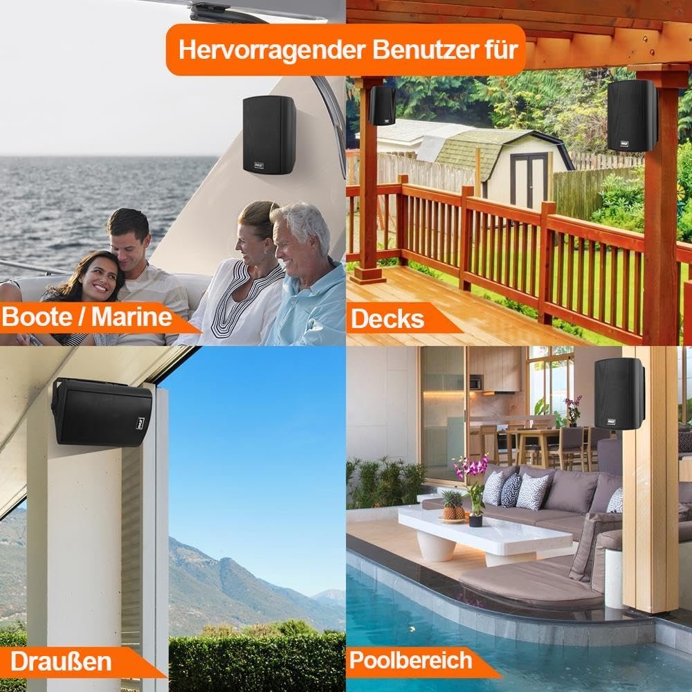 Pyle 6.5-Inch Wall Mount Waterproof Bluetooth Speaker System – Indoor/Outdoor Audio Pair with Built-in Digital Amplifier, Weather-Resistant Housing, High-Power Sound, Easy Installation (Black) - Image 8