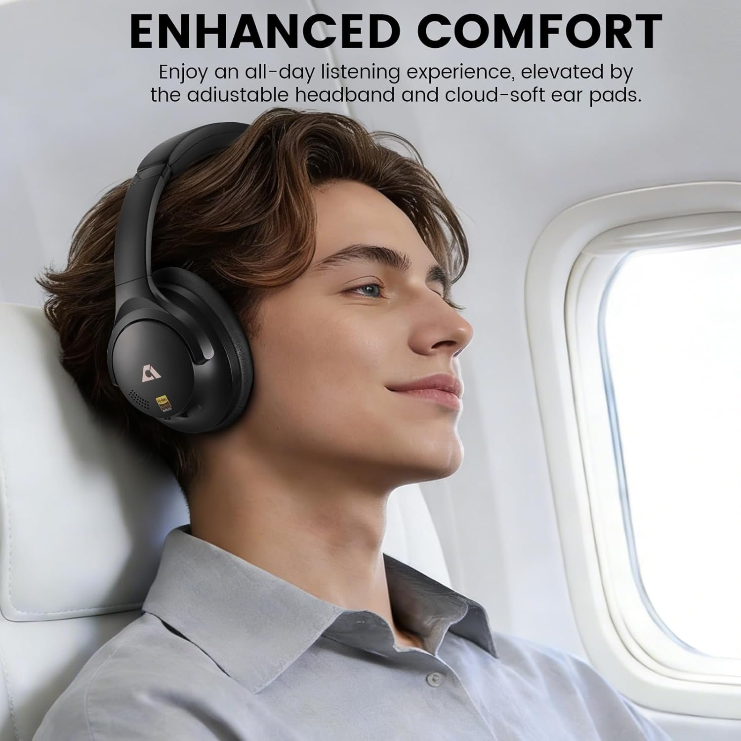 1Mii AI Y8 Active Noise Cancelling Headphones, Bluetooth 6.0 Wireless Over Ear, 100H Playtime Hi-Res Audio, AI Translation & Voice Chat, Custom EQ via APP for Travel & Home Office - Black - Image 5