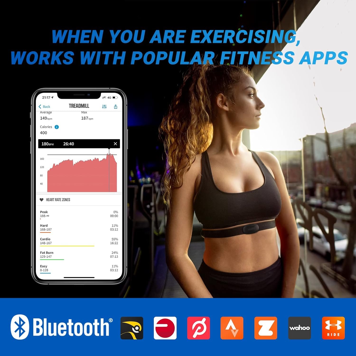 moofit HR8 Heart Rate Monitor Chest Strap, Low Energy Real-Time Heart Rate Data Bluetooth 5.0/ANT+, Longer Communication Range, IP67 Waterproof, Compatible with iOS/Android Apps, Gym Equipment, Black - Image 2