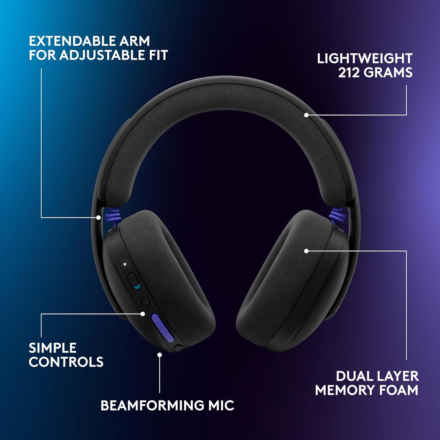 Logitech G325 Lightspeed Wireless Bluetooth Gaming Headset, All-Day Comfort, Built-in Mic with Noise Reduction, 24-Bit Audio, 24+ Hr Battery Life, for PC, PlayStation, Switch, Mobile – Black - Image 9