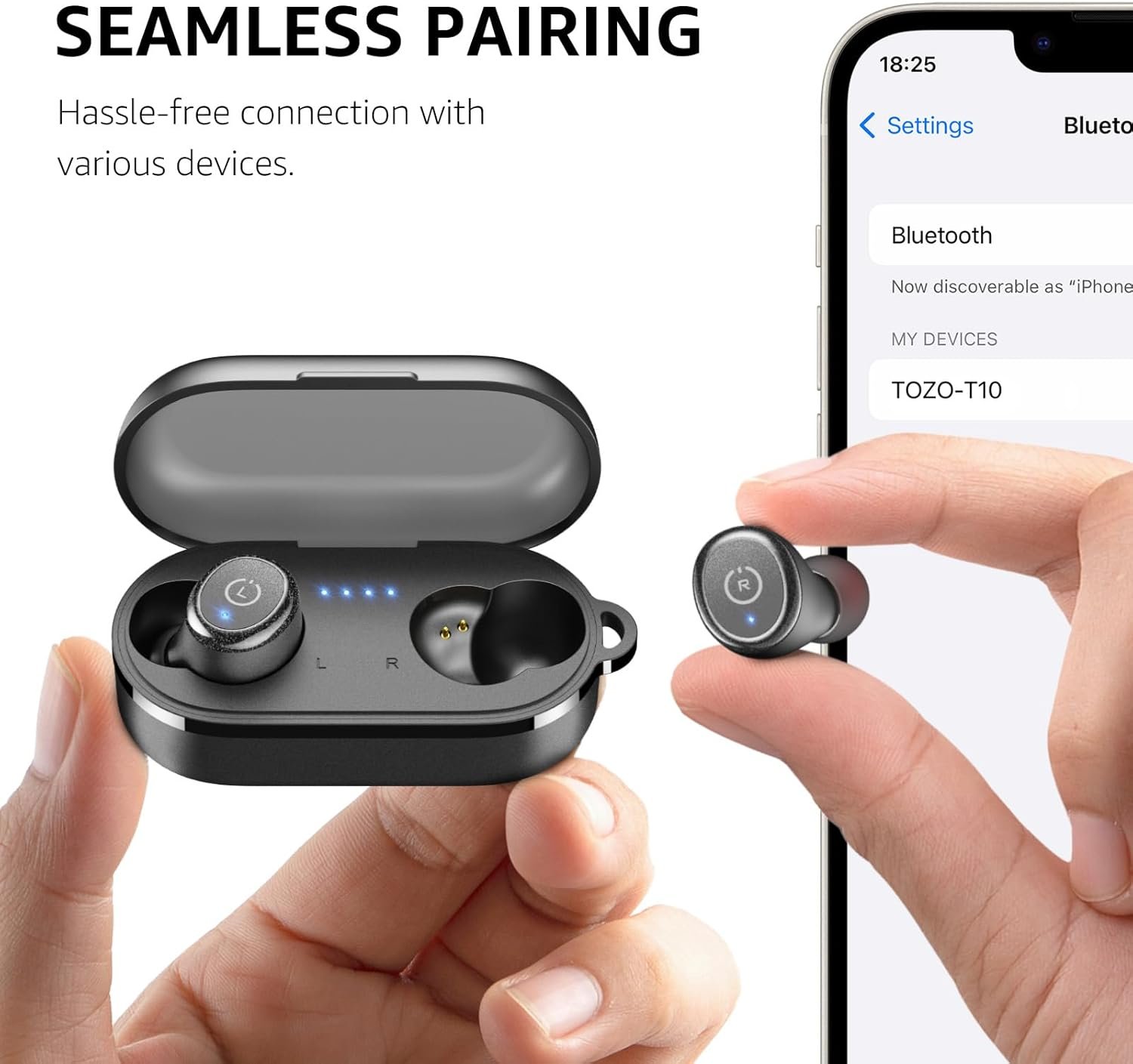 TOZO T10 Wireless Earbuds Bluetooth 5.3 Headphones, App Customize EQ, Ergonomic Design, 55H Playtime, Wireless Charging Case, IPX8 Waterproof Sound in-Ear Headset, New Version - Image 8