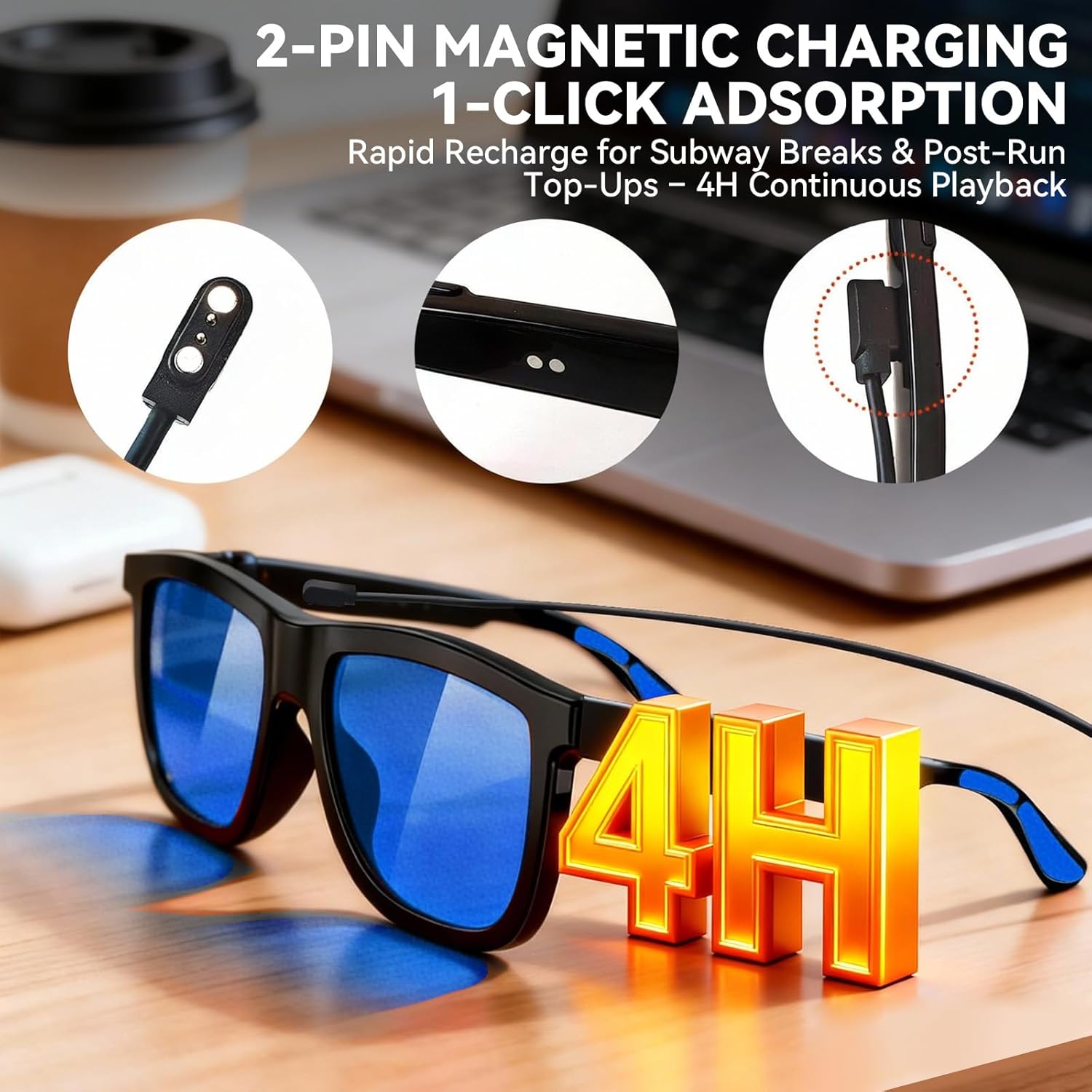 2026 Smart Audio Glasses with Electrochromic Lenses, Adjustable Tint Sunglasses for Driving,Travel,Daily Use,Open Ear Bluetooth 5.4, AI Translation, Premium Tech Gadget Gift for Men Women - Image 6