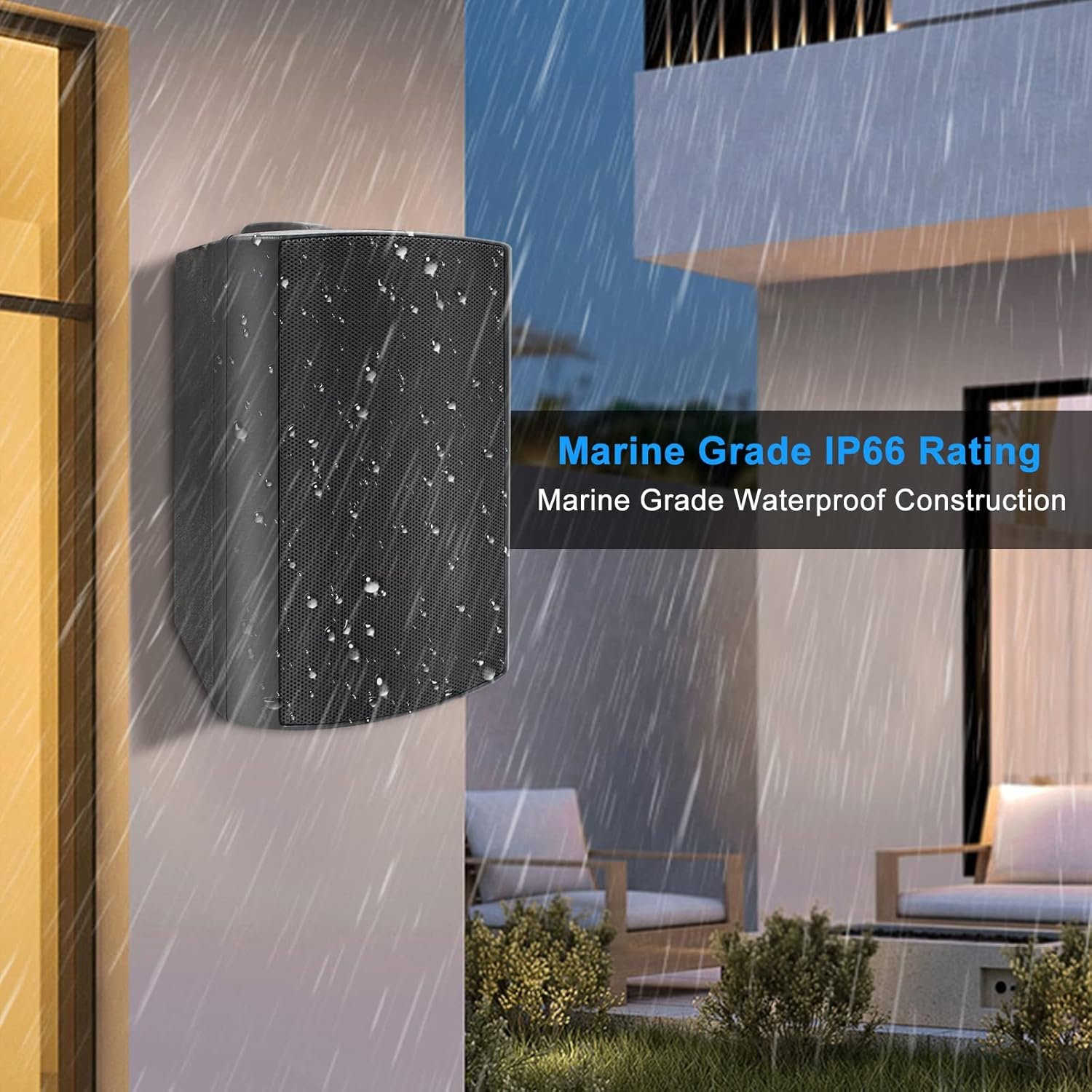 Herdio 6.5 Inches Outdoor Speakers Wired Waterproof Passive,Wall Mount Speakers with 800 Watts Powerful Bass for Home Patio Garden Covered Deck,All-Weather Durability,Black(2 Pairs) - Image 3