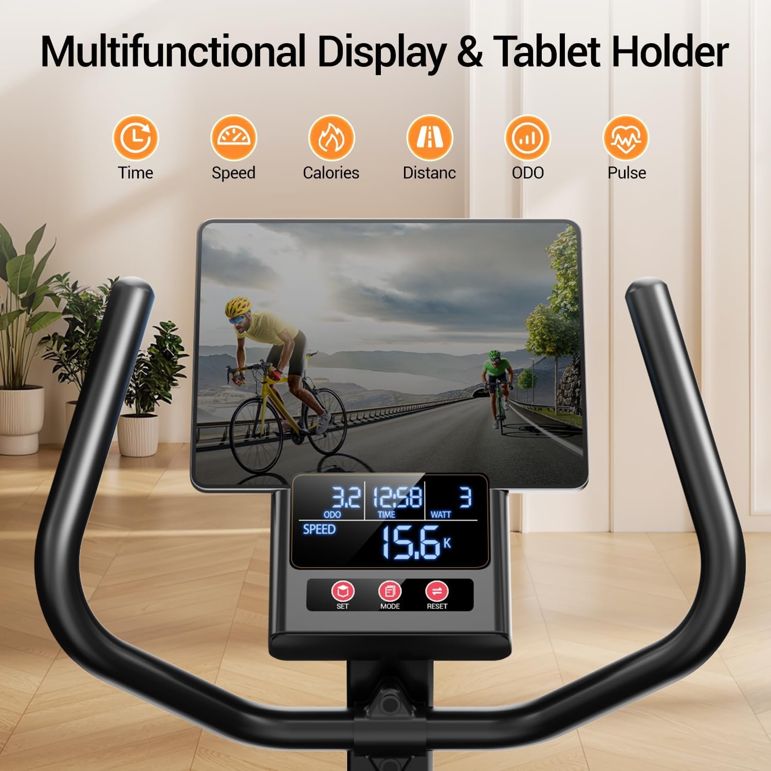 CURSOR FITNESS Recumbent Exercise Bike, Quiet Recumbent Stationary Bike for Adults & Seniors, Magnetic Stationary Bike with 16-Level Resistance, Supports 350LB, Heart Rate Handle & LCD Display - Image 5