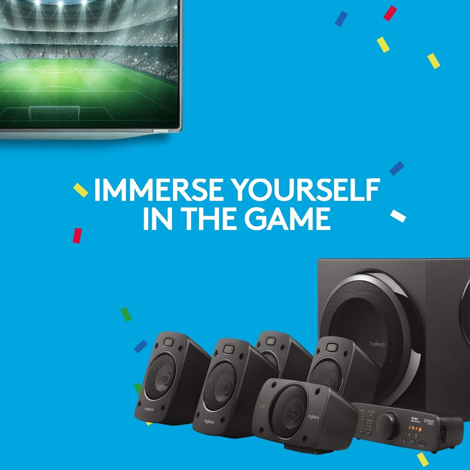 Logitech Z906 5.1 Surround Sound Speaker System - THX, Dolby Digital and DTS Digital Certified - Black - Image 11