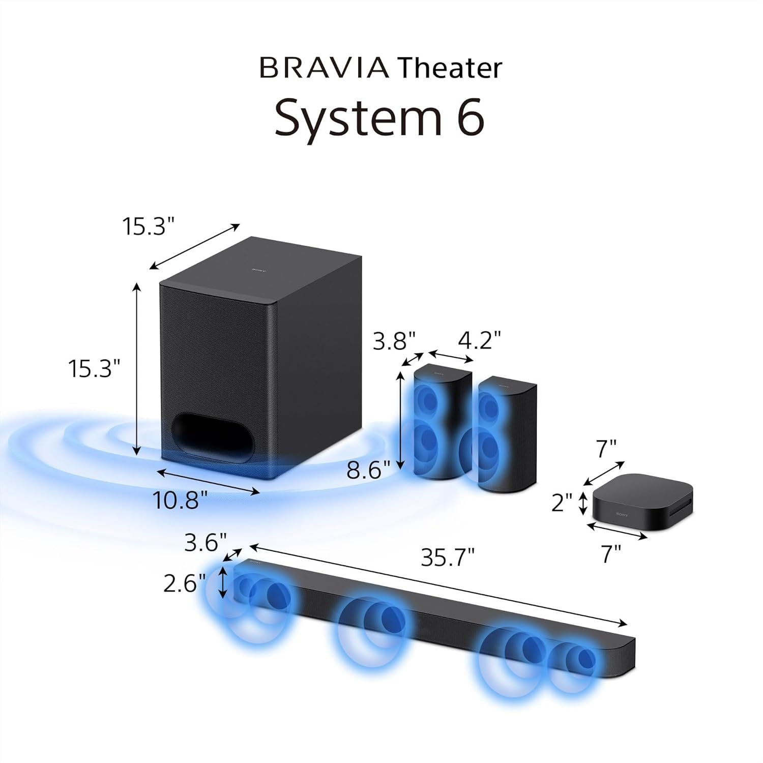 Sony BRAVIA Theater System 6, 5.1ch Home Theater System soundbar with subwoofer and Rear Speakers, Surround Sound by Dolby Atmos/DTS:X Compatible HT-S60 - Image 3