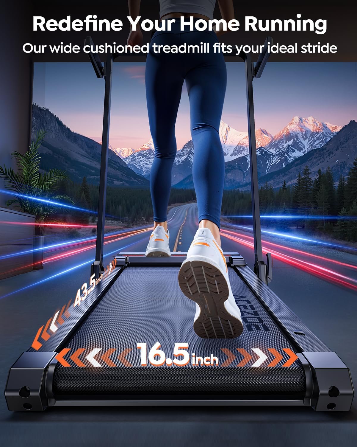 Foldable Walking Pad with 0-15% Auto Incline and Handle Bar, Under Desk Treadmill with 300LBS Weight Capacity, 3.0HP Quiet Treadmills for Home with Speaker, APP & Remote Control - Image 6