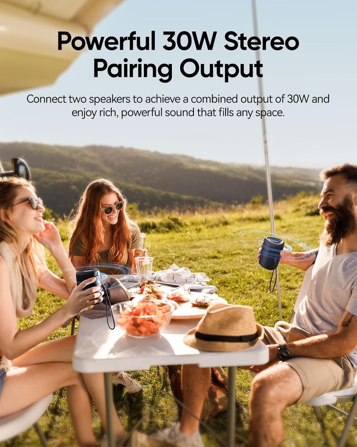 Portable Bluetooth Speaker Beach Essentials: Powerful Crystal Clear Sound/Dynamic Light/IPX5 Waterproof/All Day Playtime/Wireless BT 5.3/TWS Paring, Mom Gifts, Outdoor|Travel|Camping|Pool Accessories - Image 7