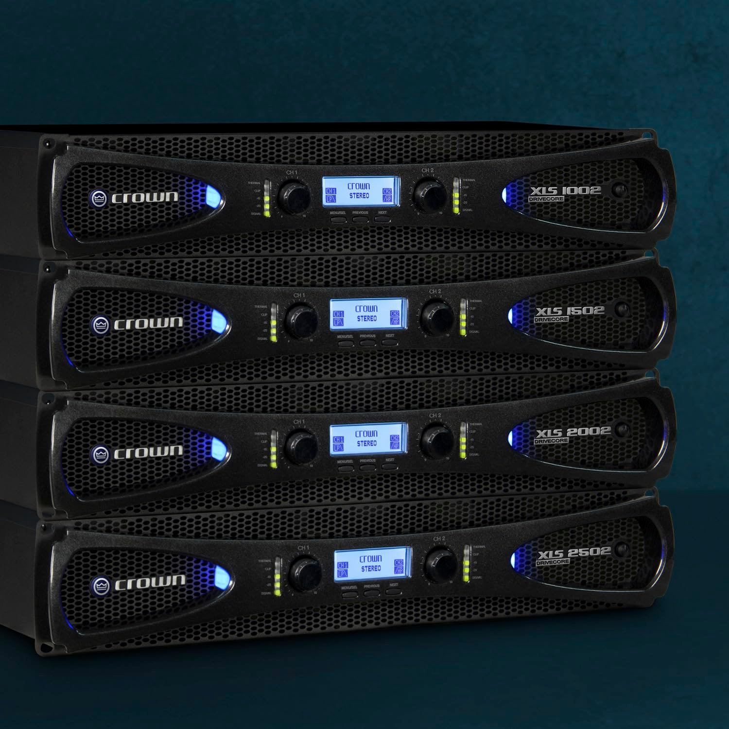Crown XLS1002 2-Channel Class D DriveCore Professional Power Amplifier with DSP, Band Pass Filters & Peakx Limiters. XLR/RCA Inputs, 350W at 4 Ohm, PureBand Crossover System. Black - Image 7