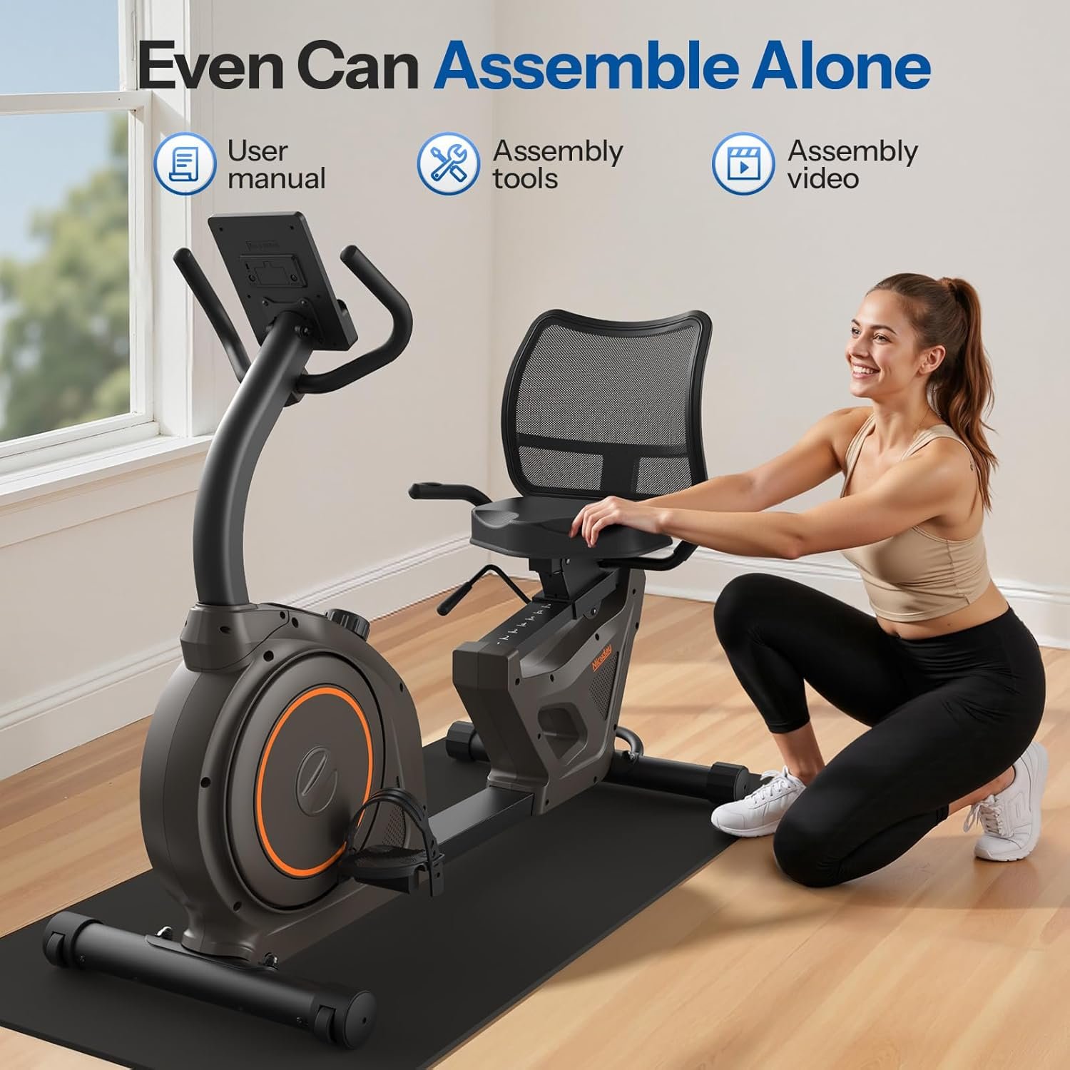 Niceday Recumbent Exercise Bike, Recumbent Bike for Home, Recumbent Stationary Bike 400LBS Weight Capacity, Magnetic Recumbent Bike with Smart APP, LCD Monitor, Heart Rate Handle - Image 9