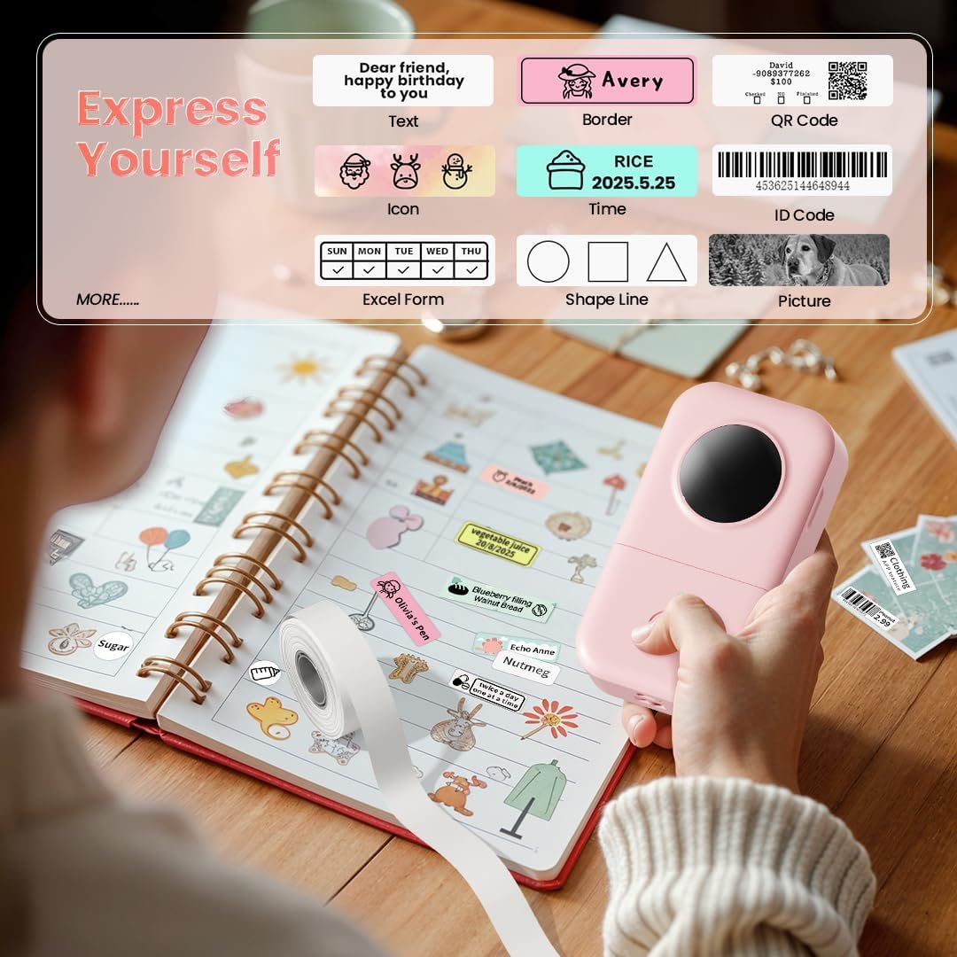 Phomemo Label Maker, D30 Label Maker Machine with Tape, Mini Bluetooth Label Makers, Small Portable Thermal Label Printer, Sticker Maker for Home Kitchen School Classroom Teacher Office Supplies - Image 4