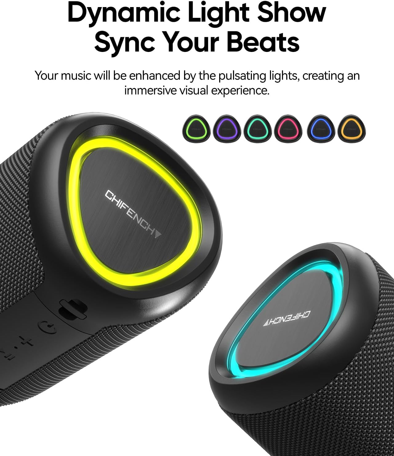 Portable Bluetooth Speaker Beach Essentials: Powerful Crystal Clear Sound/Dynamic Light/IPX5 Waterproof/All Day Playtime/Wireless BT 5.3/TWS Paring, Mom Gifts, Outdoor|Travel|Camping|Pool Accessories - Image 3