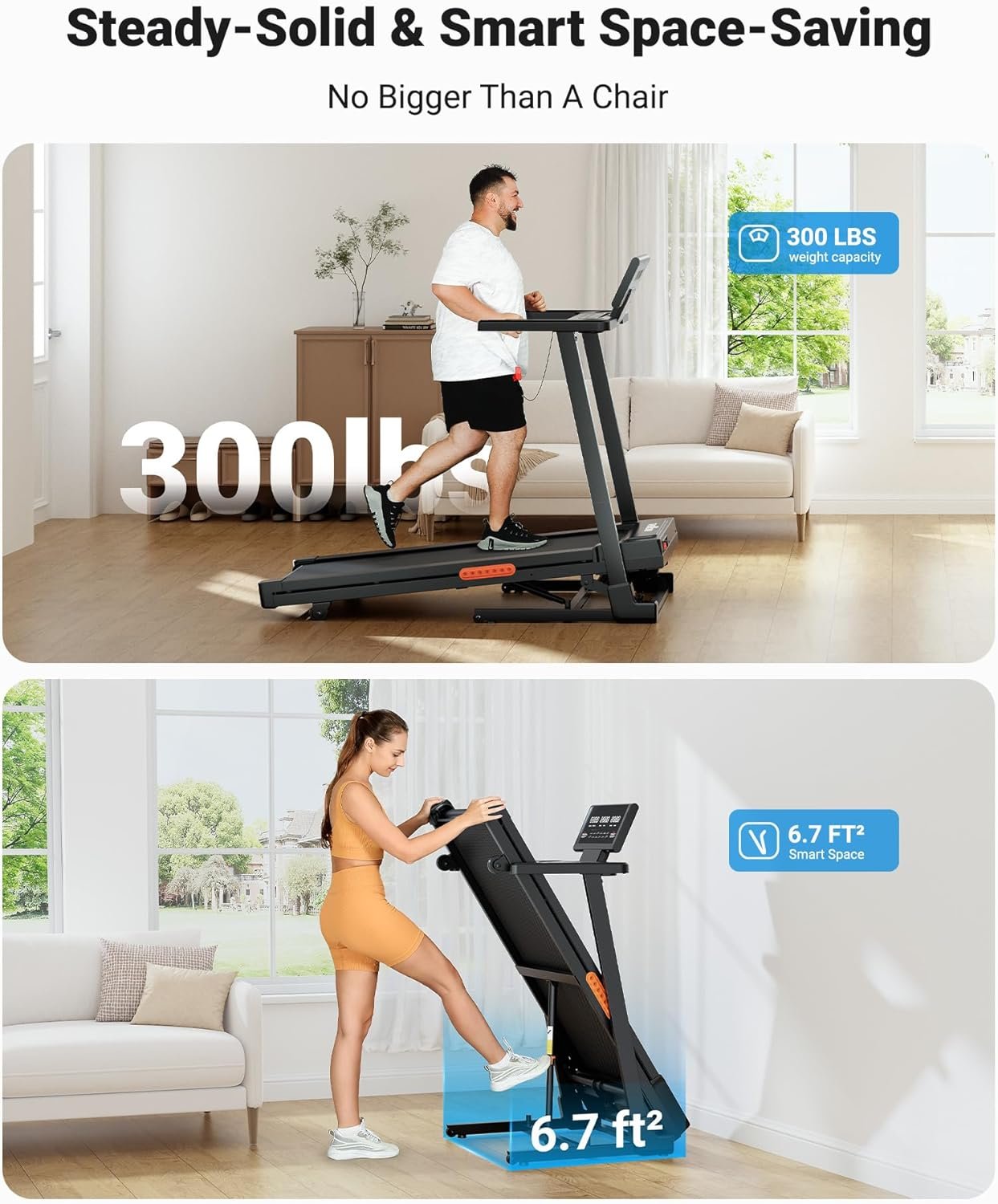 THERUN Treadmill with Incline, Incline Treadmill,Treadmills for Home, 3.0 HP Brushless Motorized Treadmills for Quiet Running, 300LBS Weight Capacity - Image 6