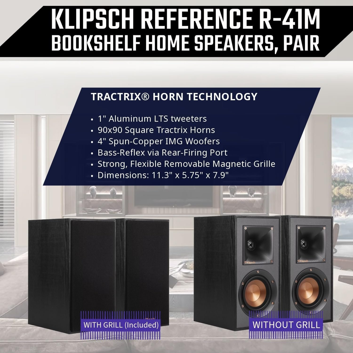 Klipsch Reference 5.1 Home Theater System - Bundle with 2X R-26FA Floorstanding Speaker, 2X R-41M Bookshelf Speaker, R-25C Channel Speaker, R-12SW Subwoofer - Image 4
