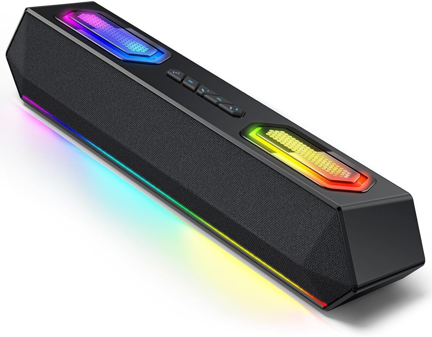Deeyaple Computer Speakers, 40W PC Speakers for Desktop Monitor with Bluetooth 5.3 & USB Audio, HiFi Stereo Gaming Soundbar with Custom EQ Software, Dynamic RGB Lighting for Laptop, PS4, PS5, Black.