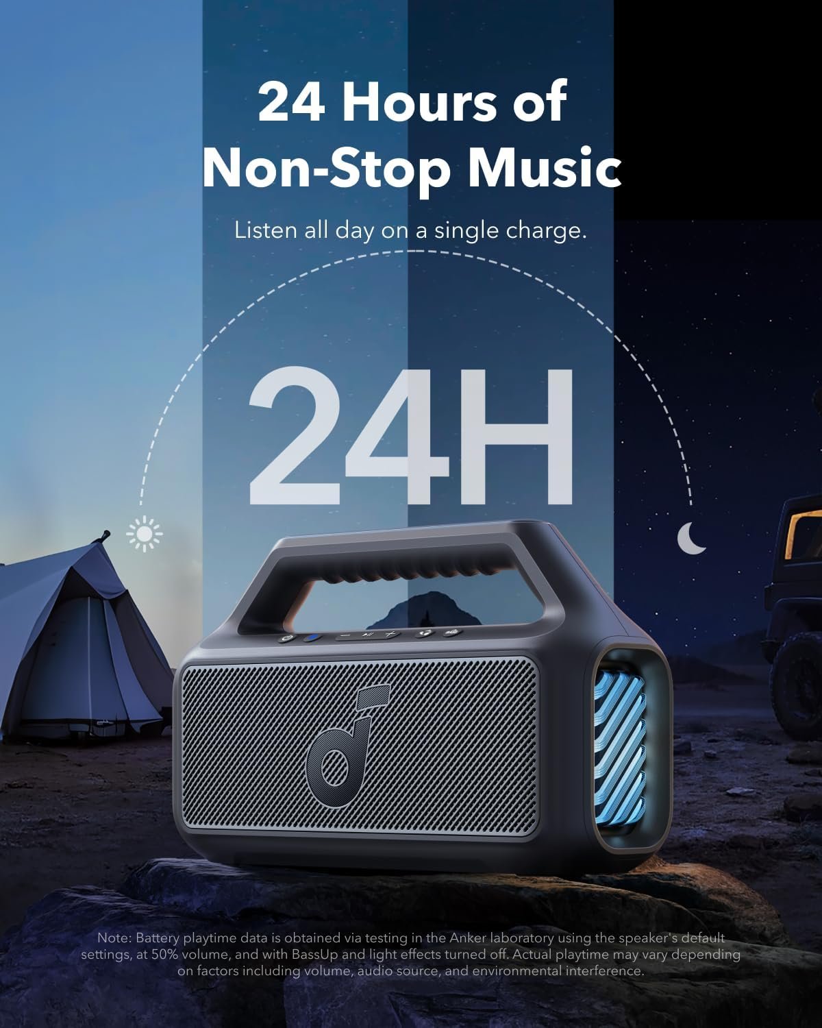 Soundcore Boom 2 By Anker, Outdoor Speaker, 80W, Subwoofer, BassUp 2.0, 24H Playtime, IPX7 Waterproof, Floatable, RGB Lights, USB-C, Custom EQ, Bluetooth 5.3, Portable for Camping and Beach - Black - Image 6