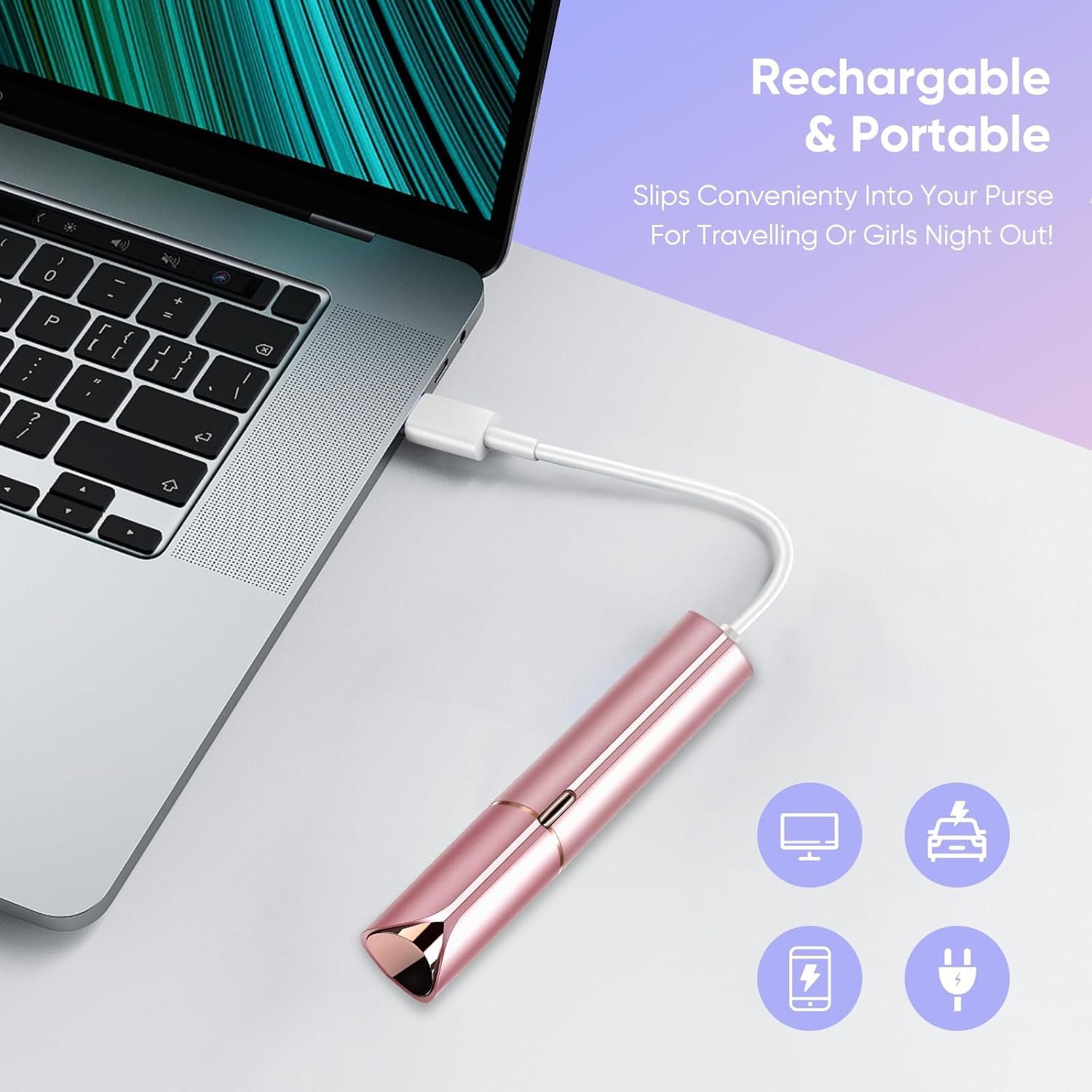Facial Hair Remover for Women- as Seen on TV Painless Face Shaver -Mini Hair Remover, Electric Razor Shaver Portable Bikini Epilator for Lips, Chin, Armpit, Peach Fuzz, Fingers, Neck, Cheek(Rose Gold) - Image 4