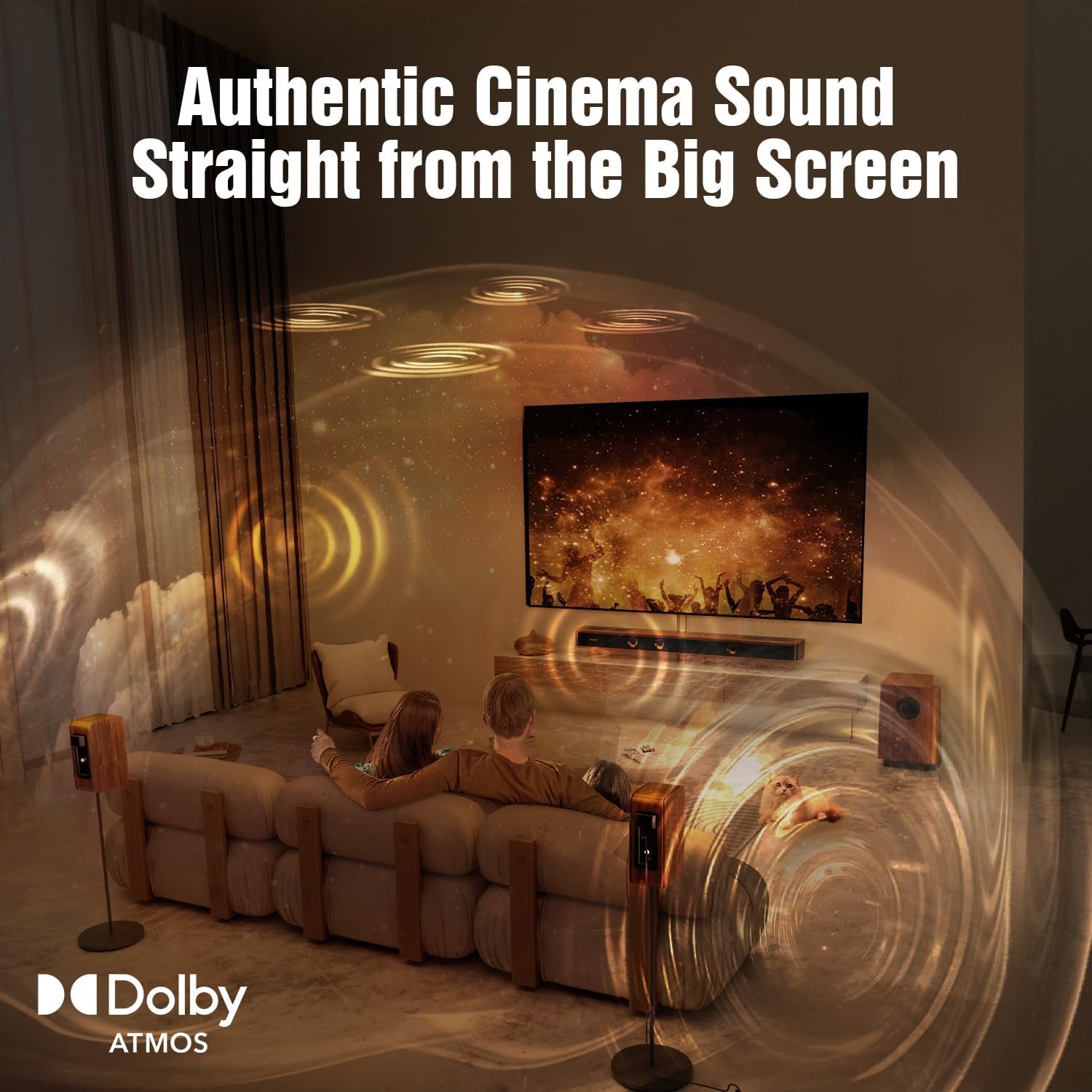 Flagship 5.3.4 Soundbar with Dolby Atmos, 800W Sound Bar for Smart TV with Subwoofer, 2 Wireless Rear Speakers, BassCoupling Tech for 28Hz Depth, Home Theater Surround Sound System Works eARC, BT 5.4 - Image 6