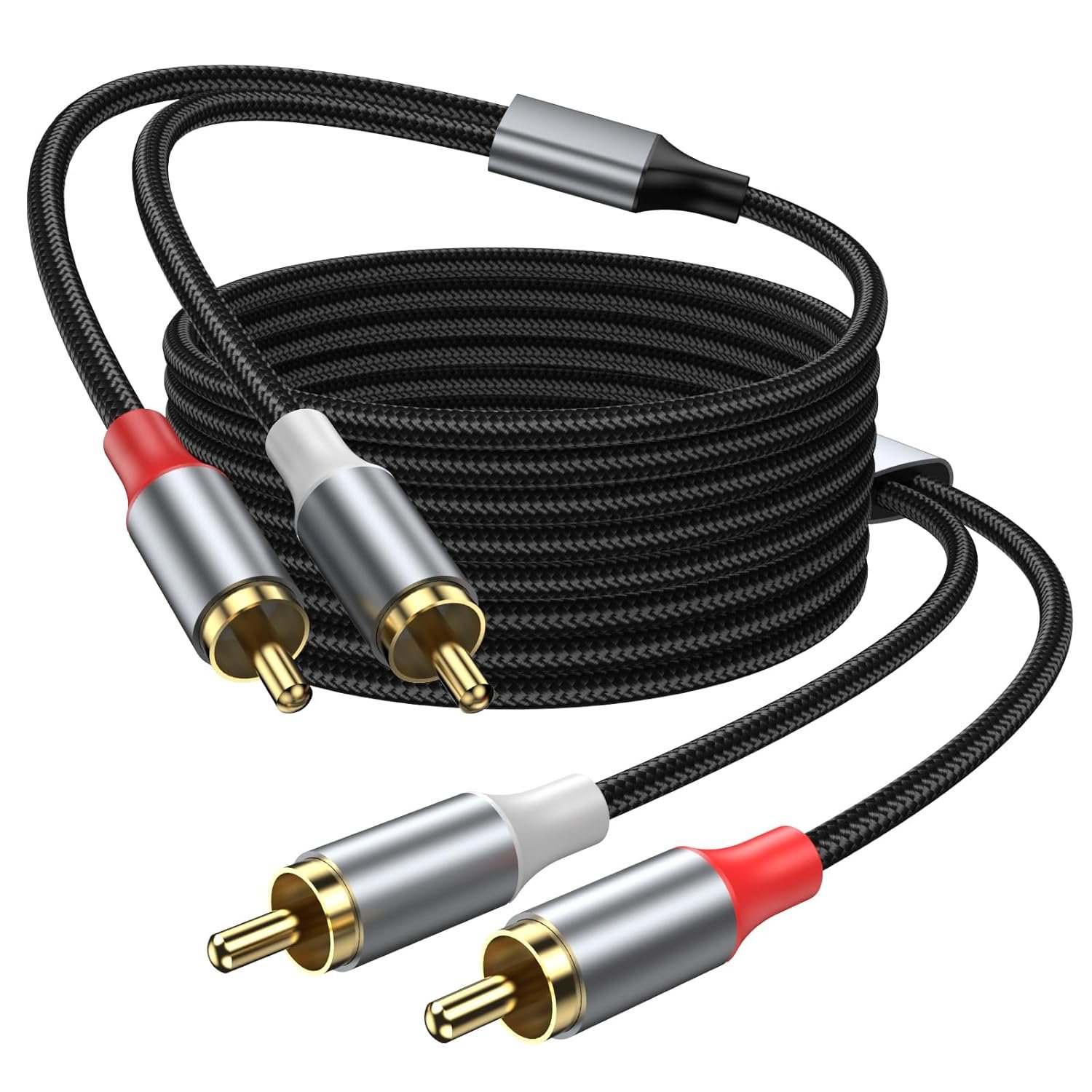 2RCA Audio Cable 3.3FT, 2RCA Male to 2RCA Male Stereo Audio RCA Cables, Dual Shielded Hi-Fi Stereo Cord with Gold Plated Connectors for Home Theater, Subwoofer, Amplifier, Receiver, Speaker.