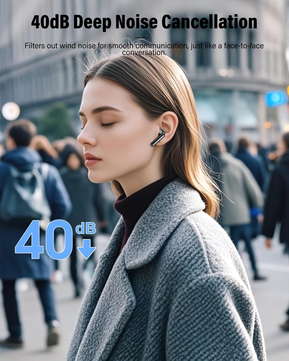 Wireless Earbuds, Bluetooth 5.4 Headphones Bass Stereo, Ear Buds with Noise Cancelling Mic, LED Display in Ear Earphones Clear Calls, IP7 Waterproof Bluetooth Earbuds for Phones/Sports/Laptop, Black - Image 3