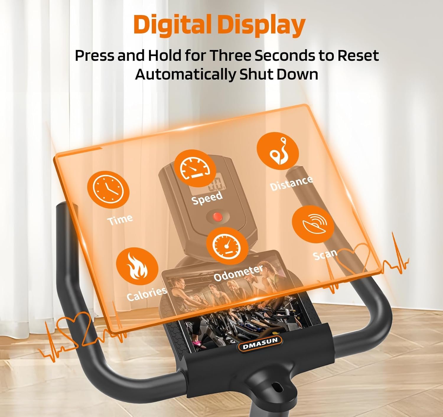 DMASUN Exercise Bike, Silent Magnetic Resistance Stationary Bike for Home with 330 LBS Capacity, Pedals with Anti-loosening Nuts, Indoor Bike with Comfortable Seat Cushion, Digital Display - Image 5